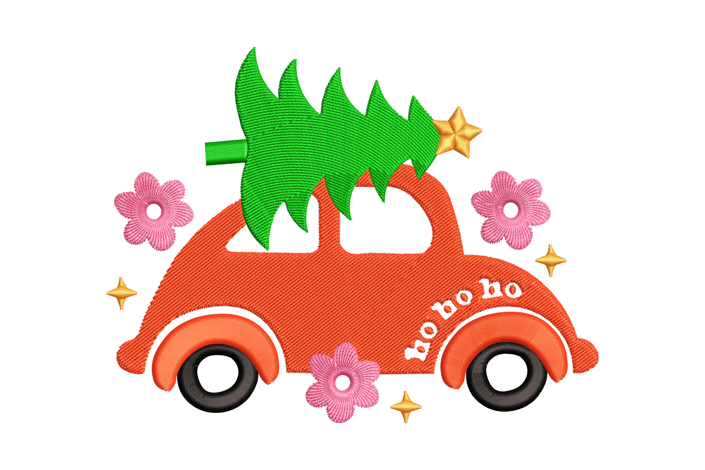 Christmas Tree and Car Embroidery Design File
