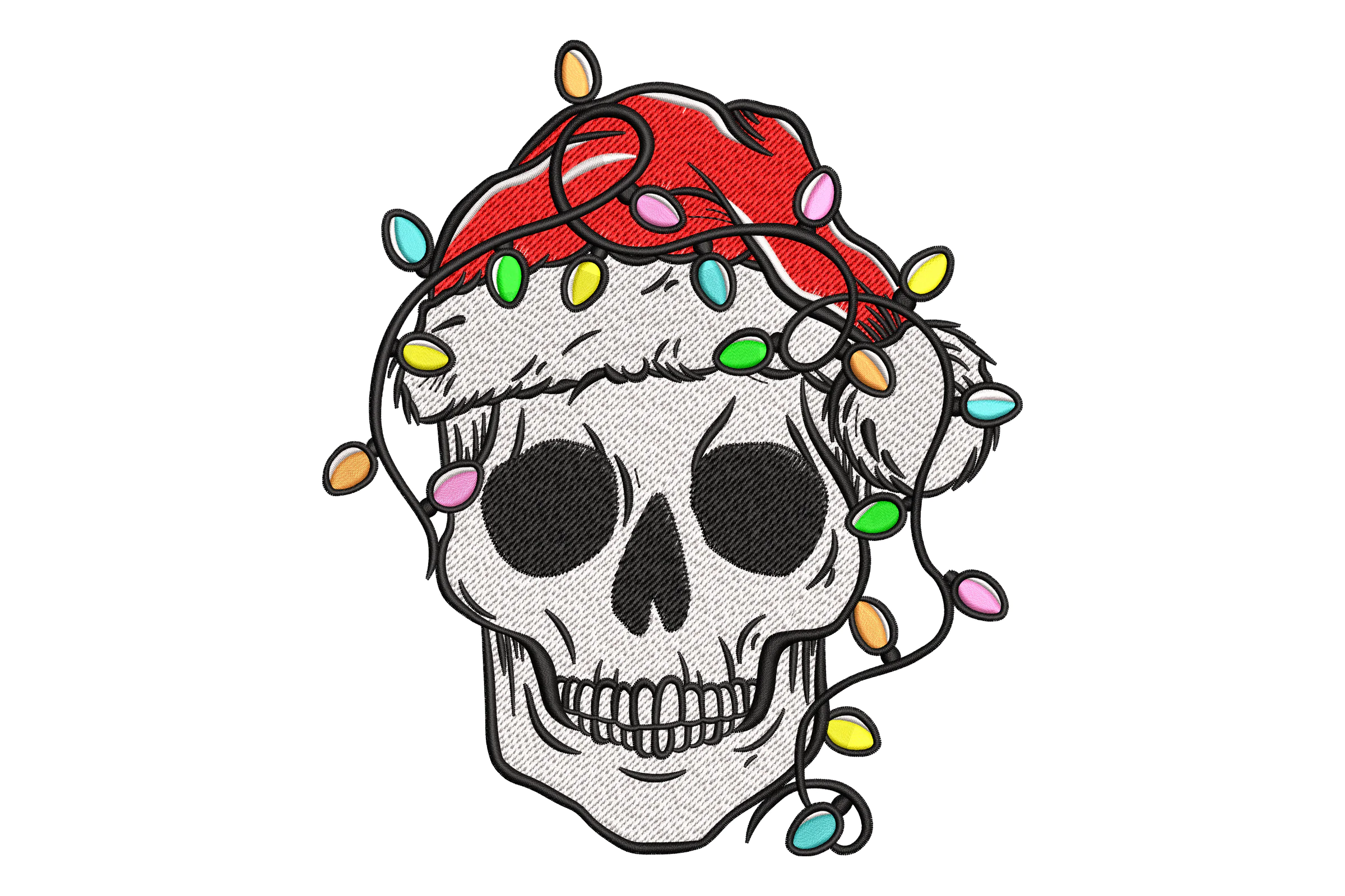 Christmas Skull Embroidery Design
