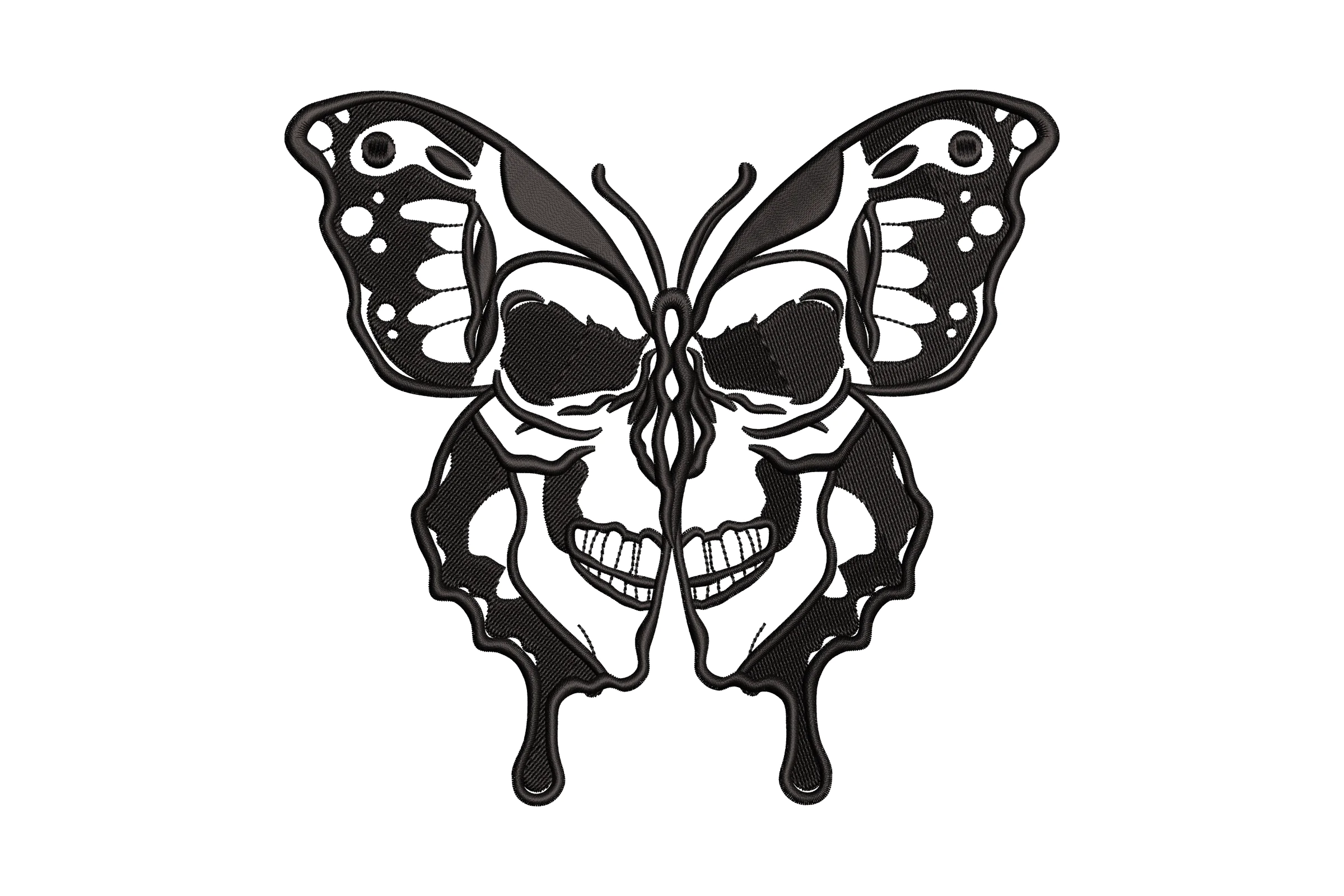 Skull Butterfly Halloween Embroidery Design