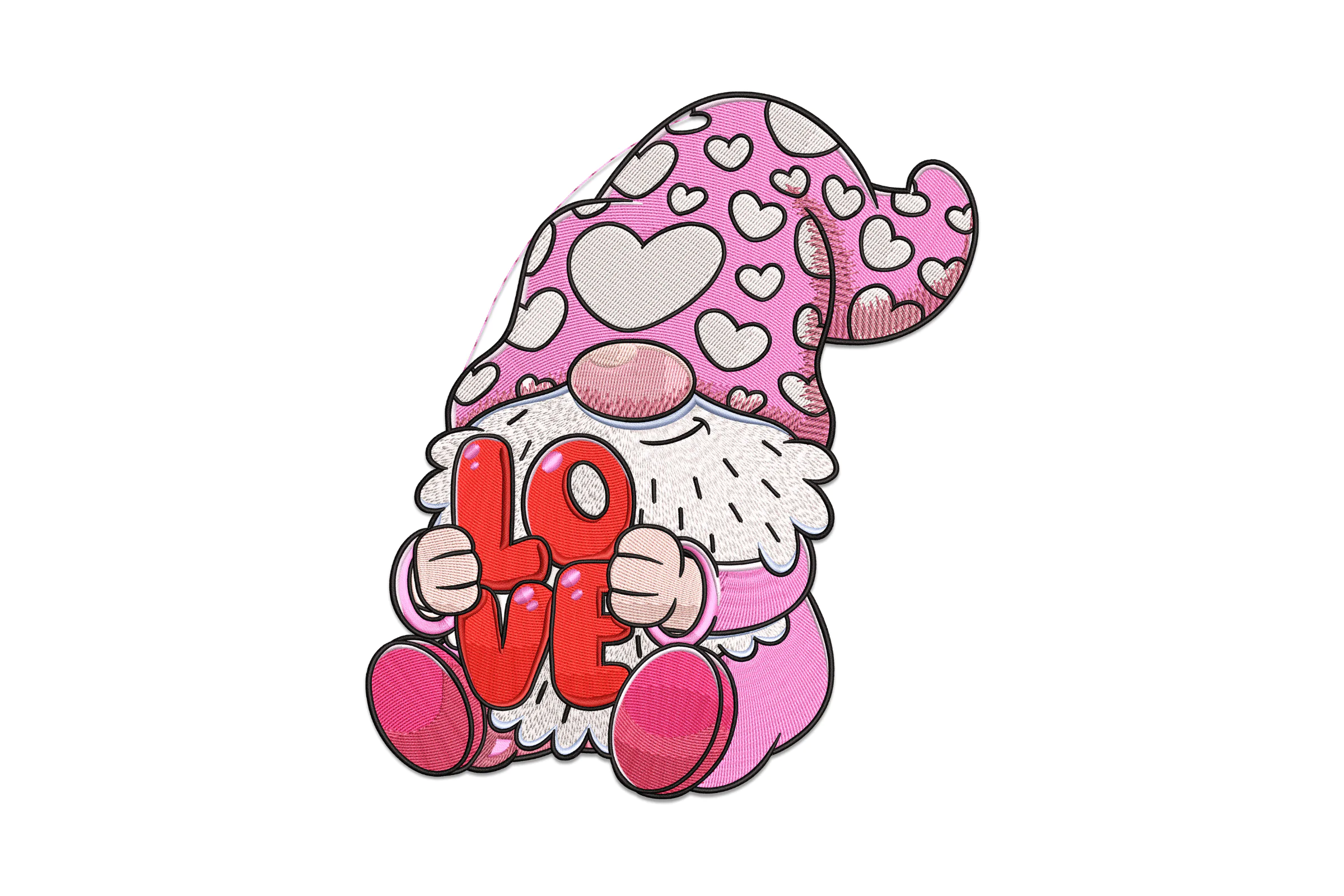 Love Gnome Embroidery Design File