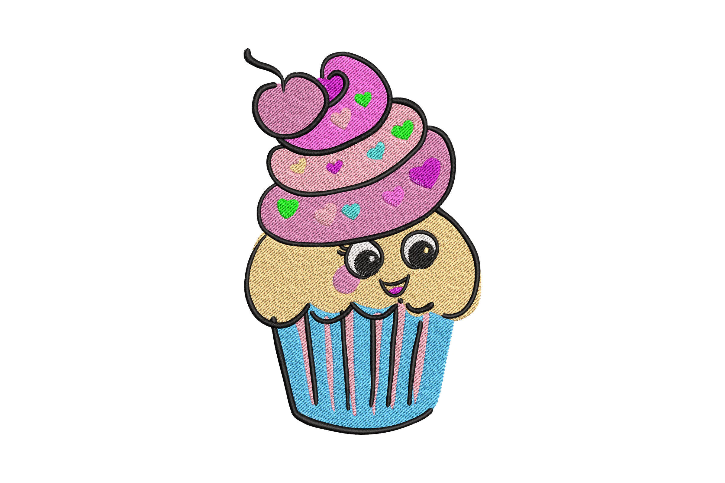 Kawaii Cupcakes Embroidery Design