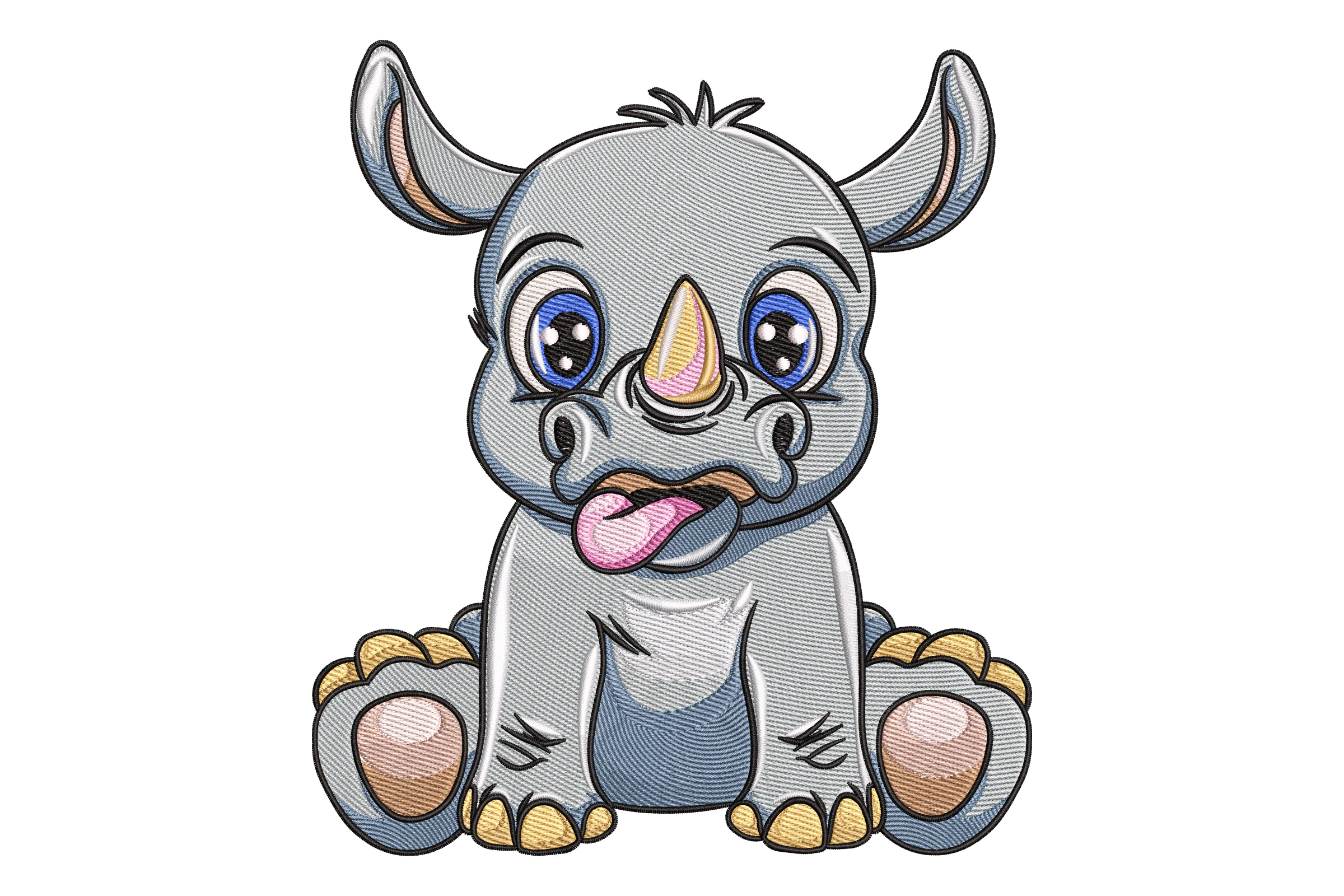 Cute Baby Rhino Embroidery Design