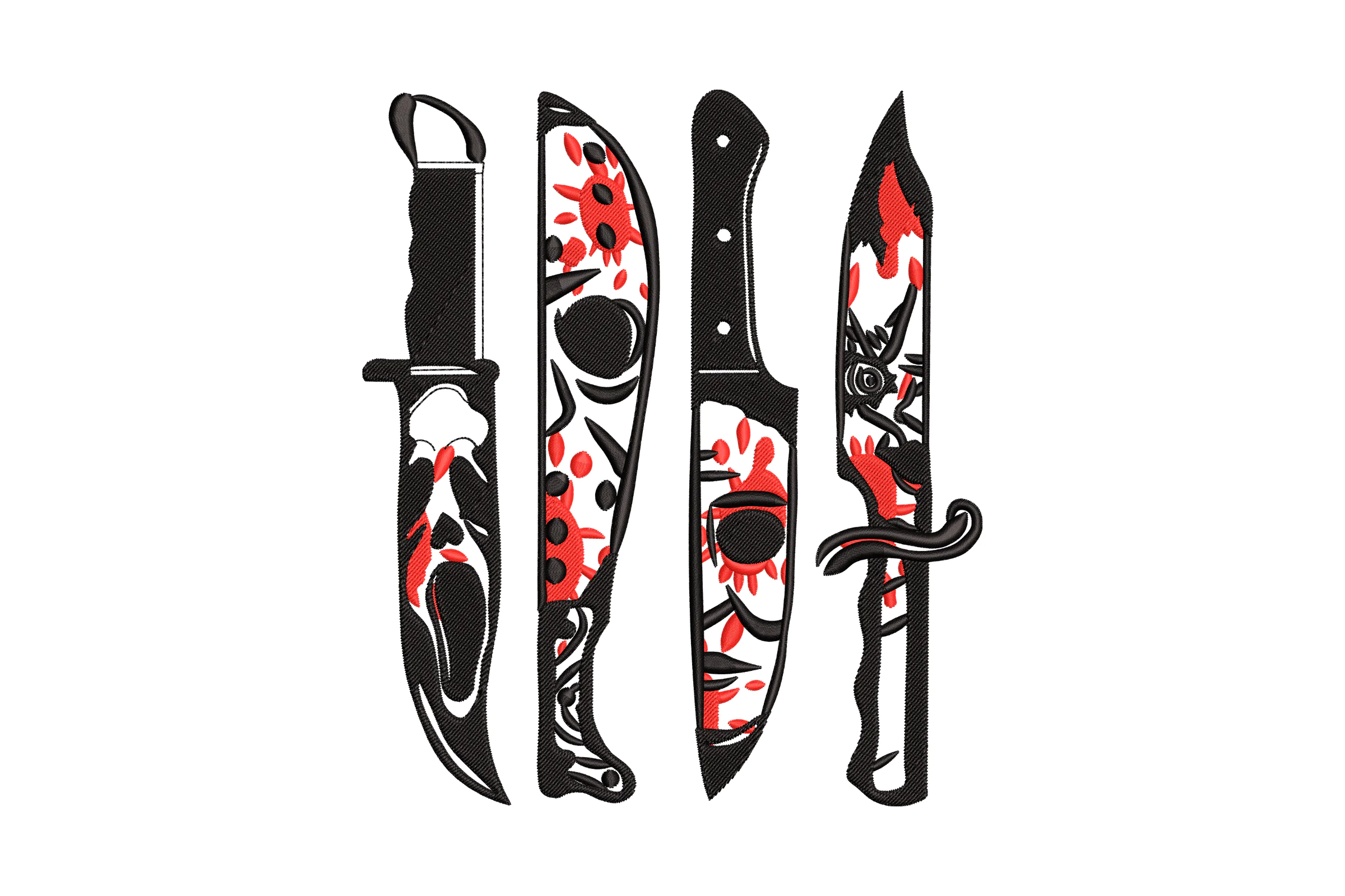 Horror Bloody Knife Faces Embroidery Machine Design