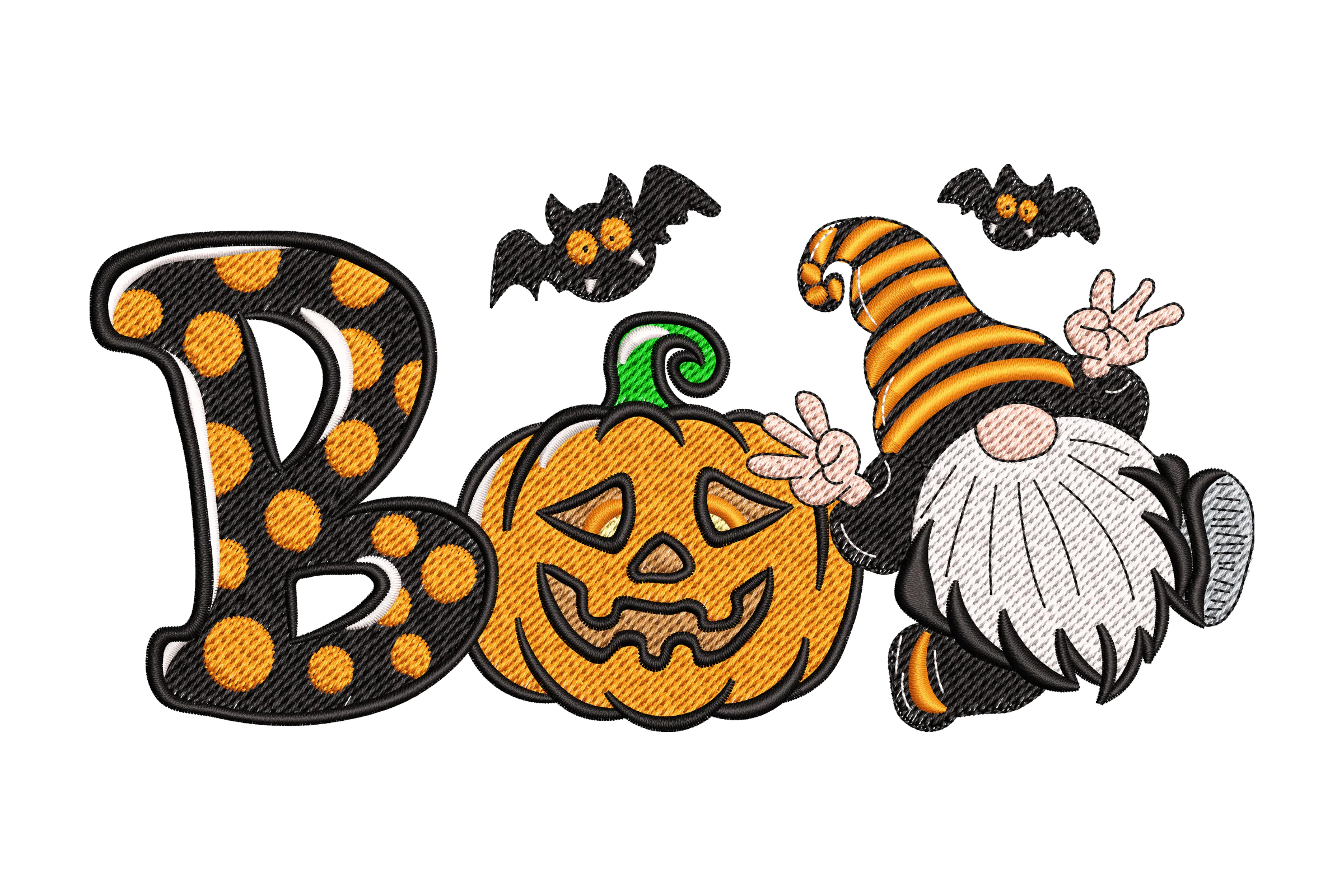 Halloween Boo Embroidery Design File