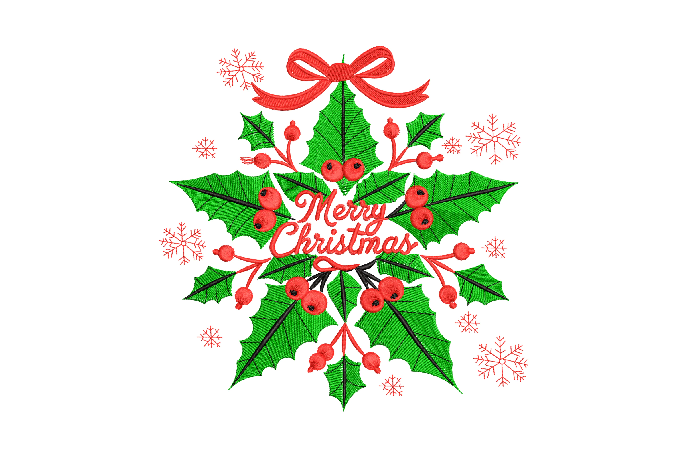 Merry Christmas Embroidery Design Pattern