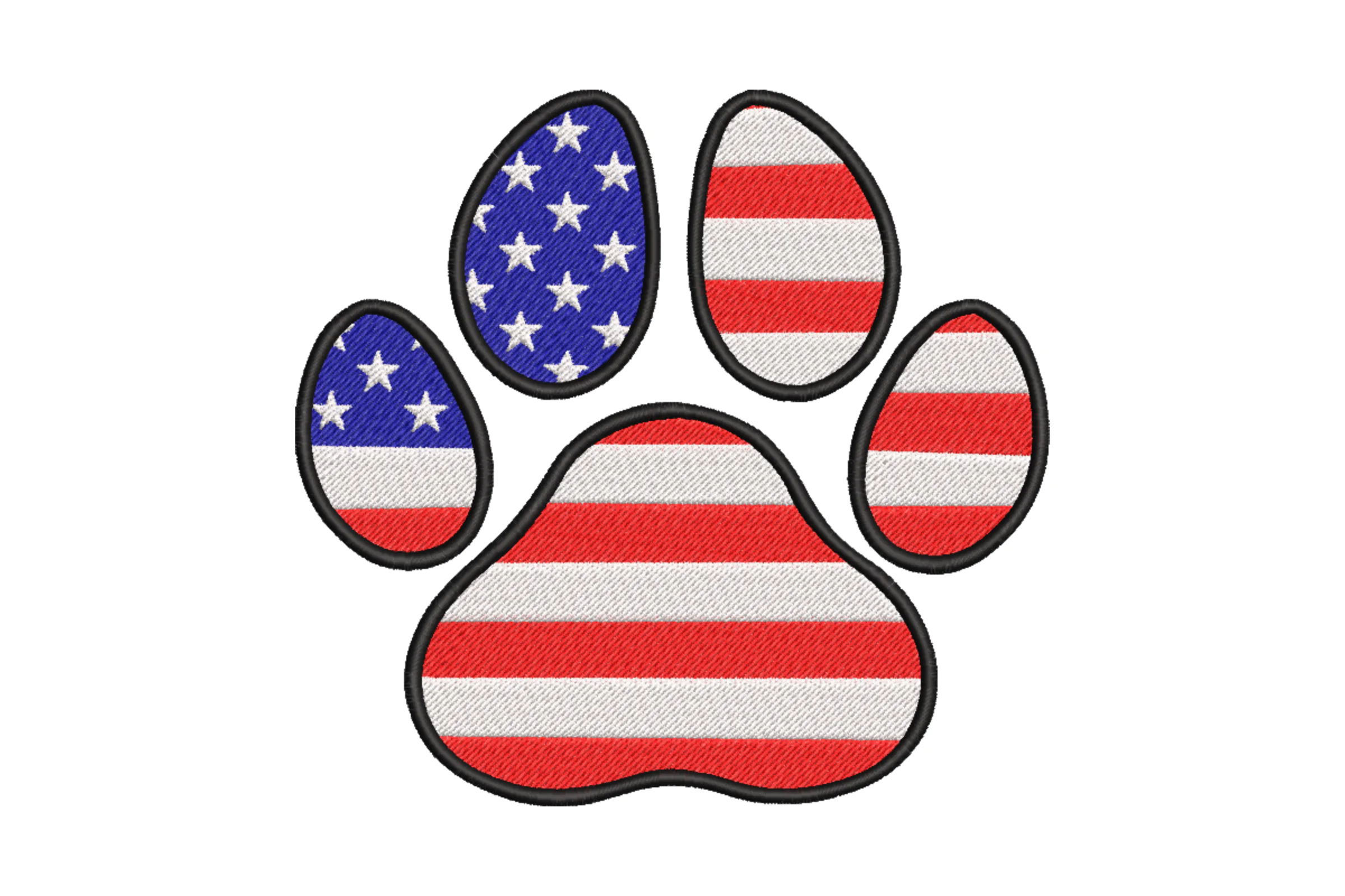 American Flag Paw Embroidery Design