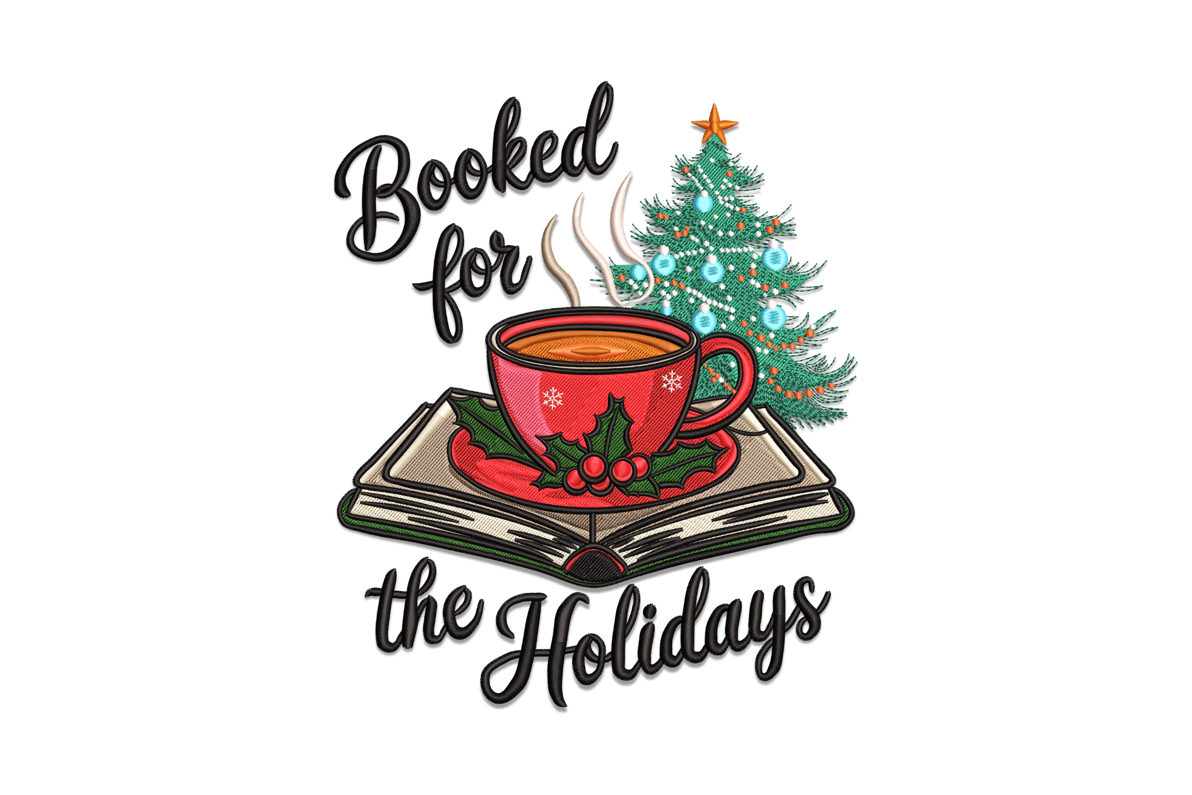 Booked for Holidays Christmas Embroidery Design