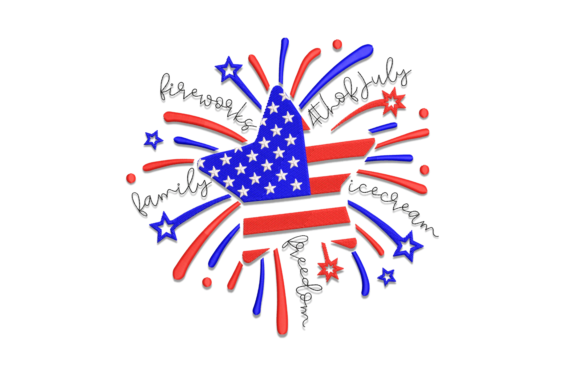 USA Flag Star Embroidery Design