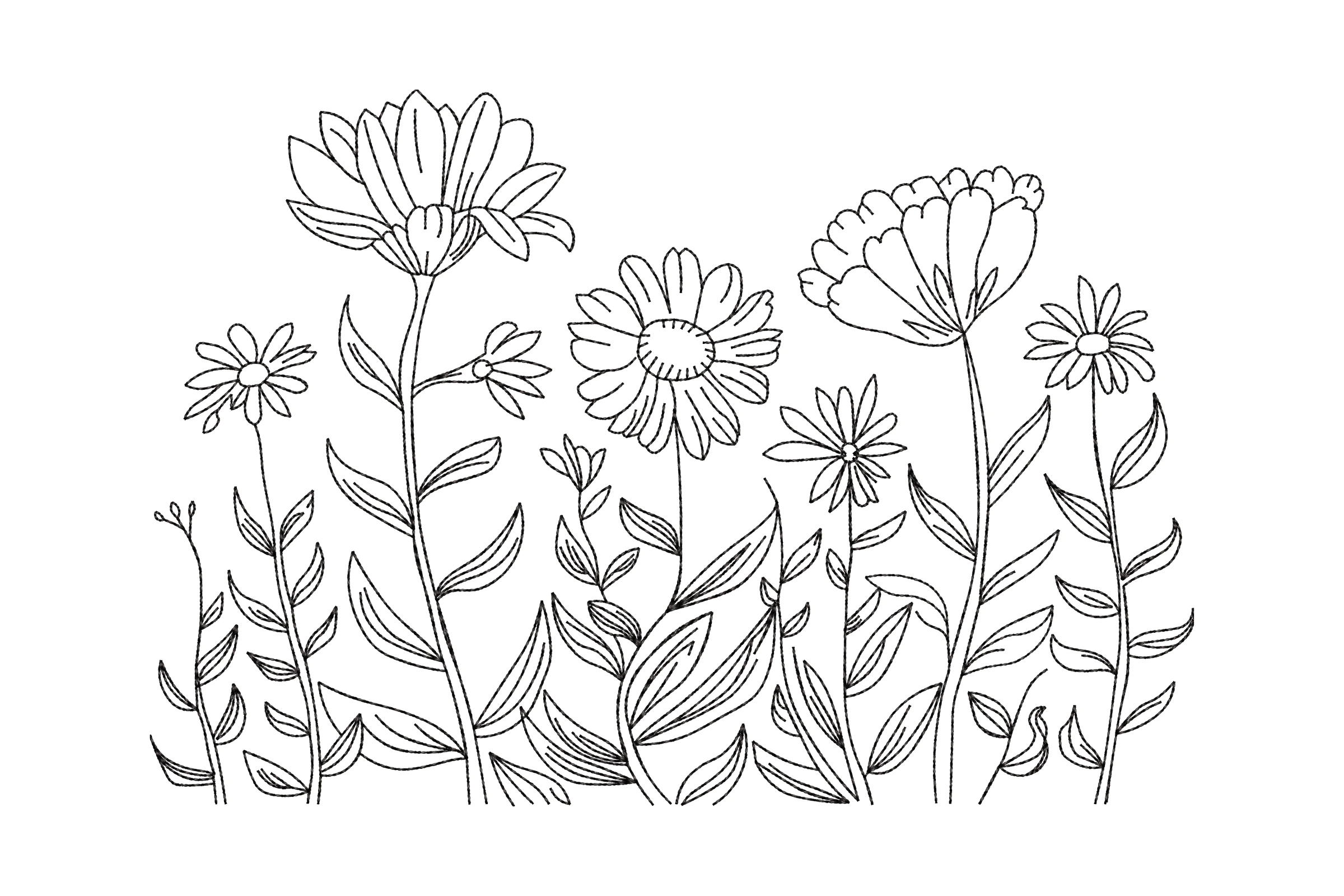 Meadow Flowers Machine Embroidery Design