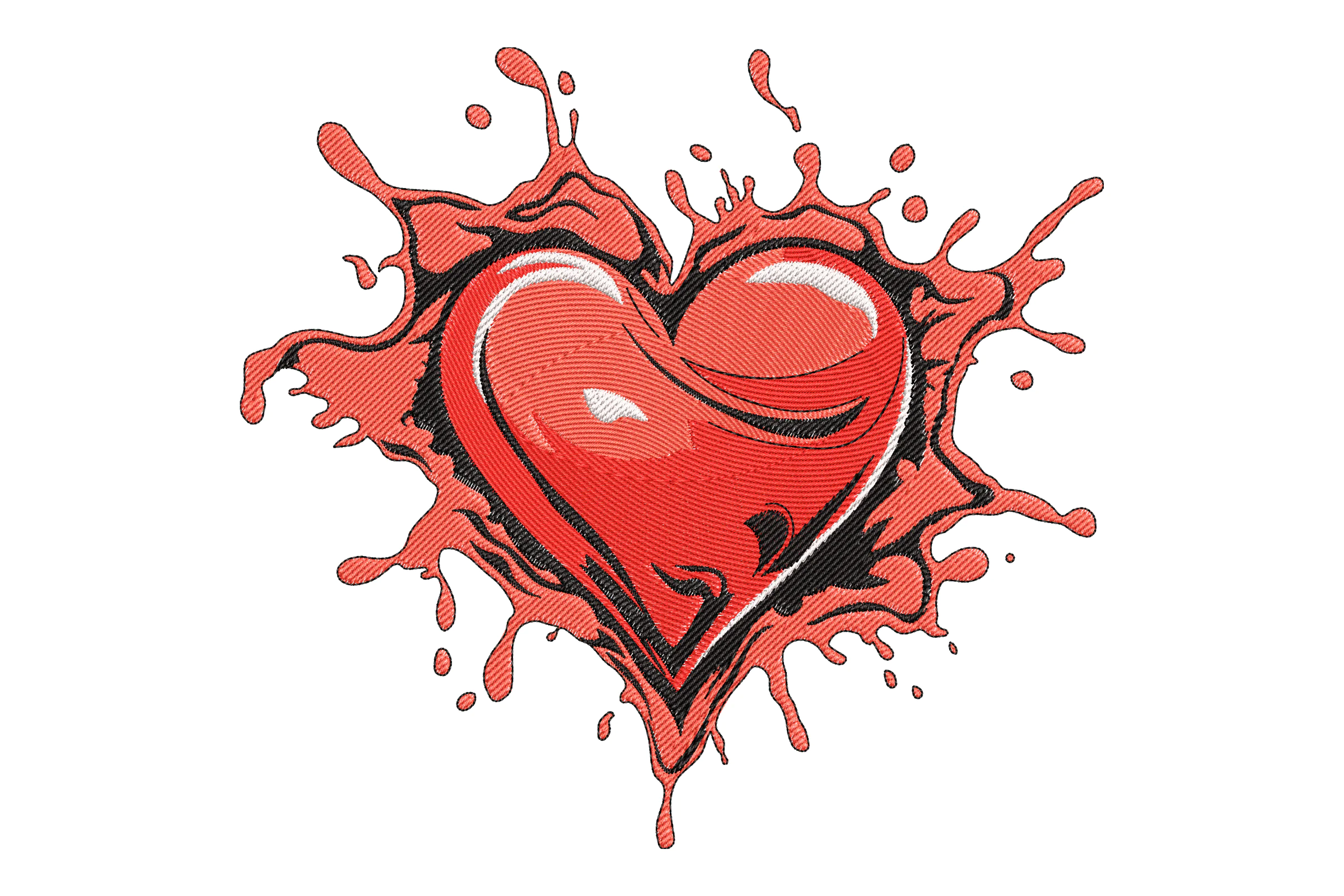Heart Splash Embroidery Design