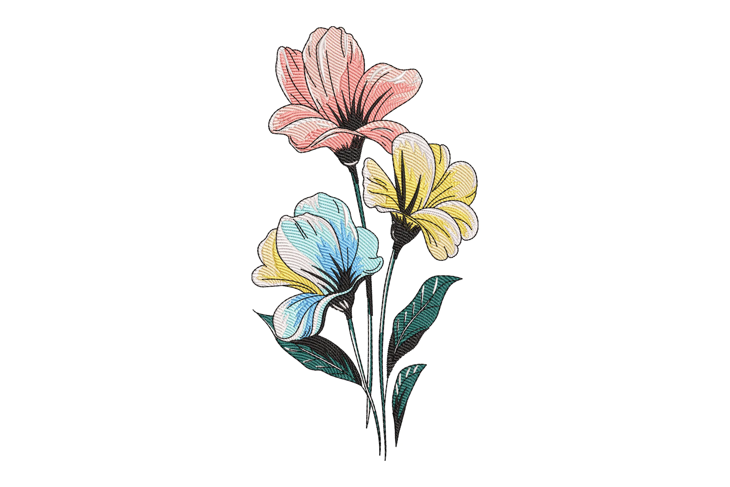 Colorful Floral Embroidery Design File