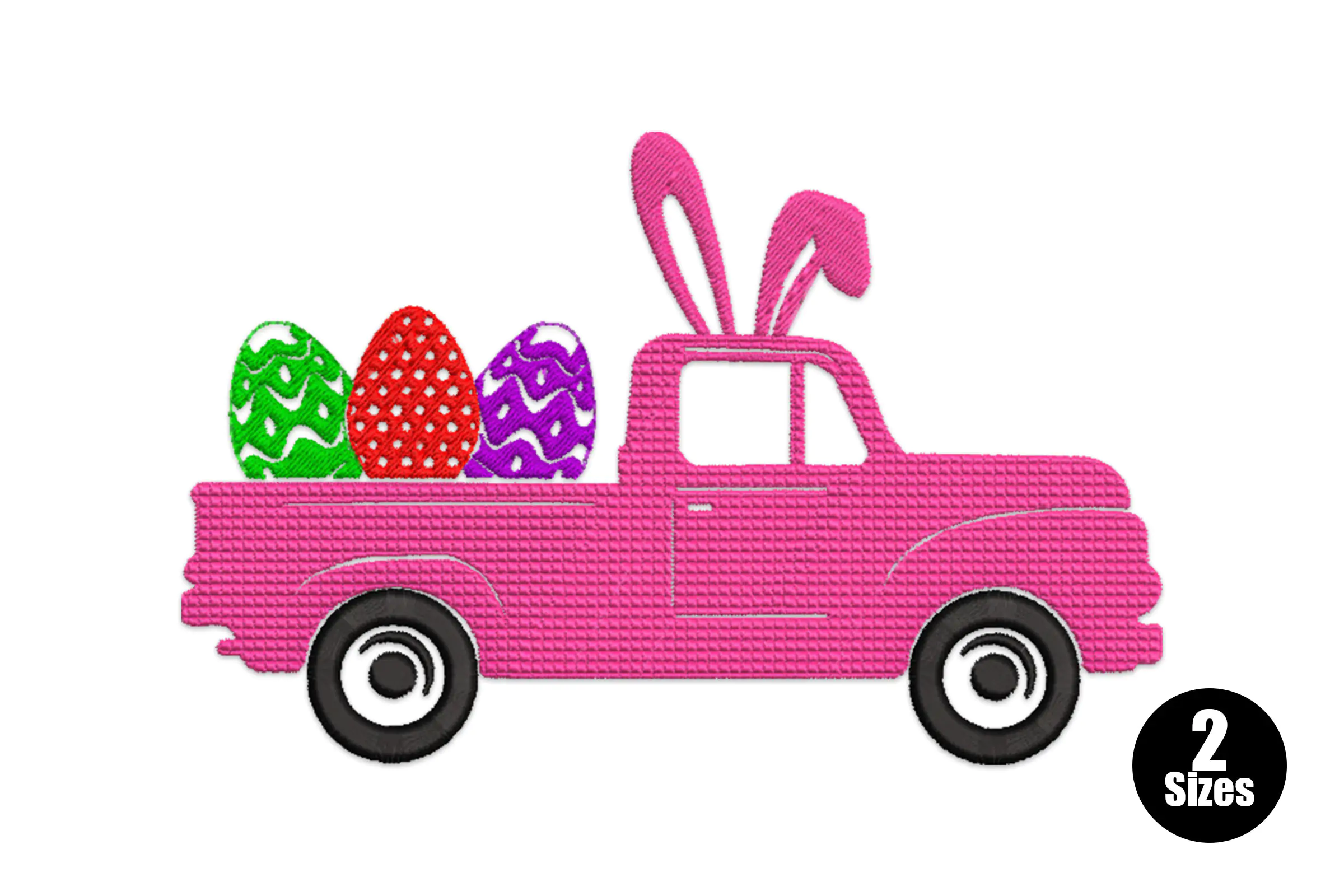 Easter Truck with Eggs Embroidery Design