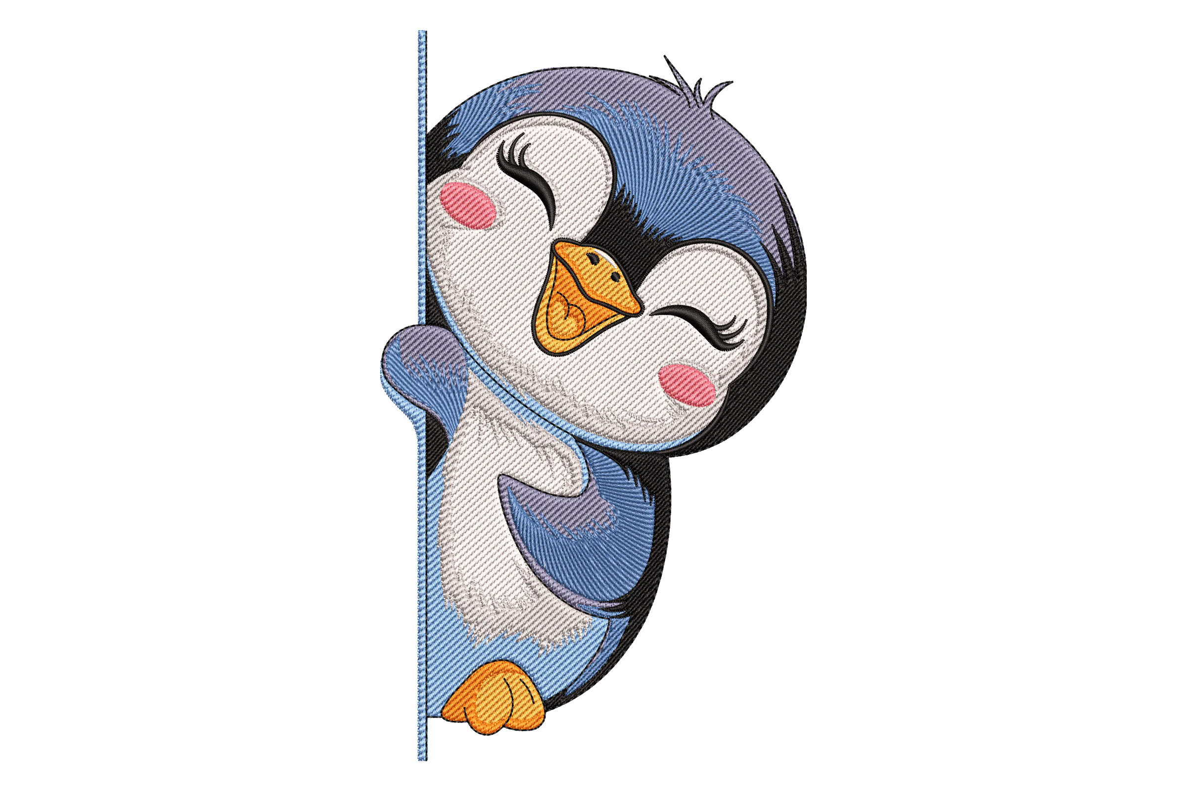 Happy Penguin Embroidery Design