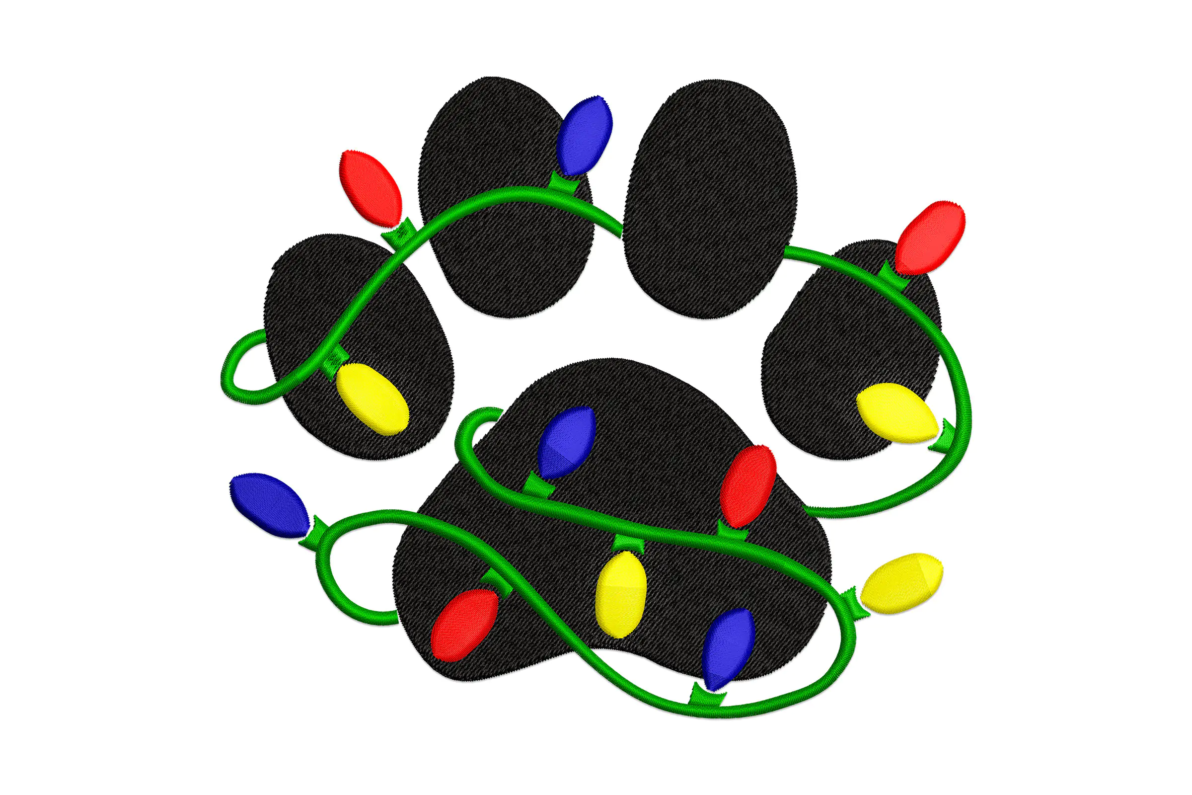 Christmas Light Paw Embroidery File
