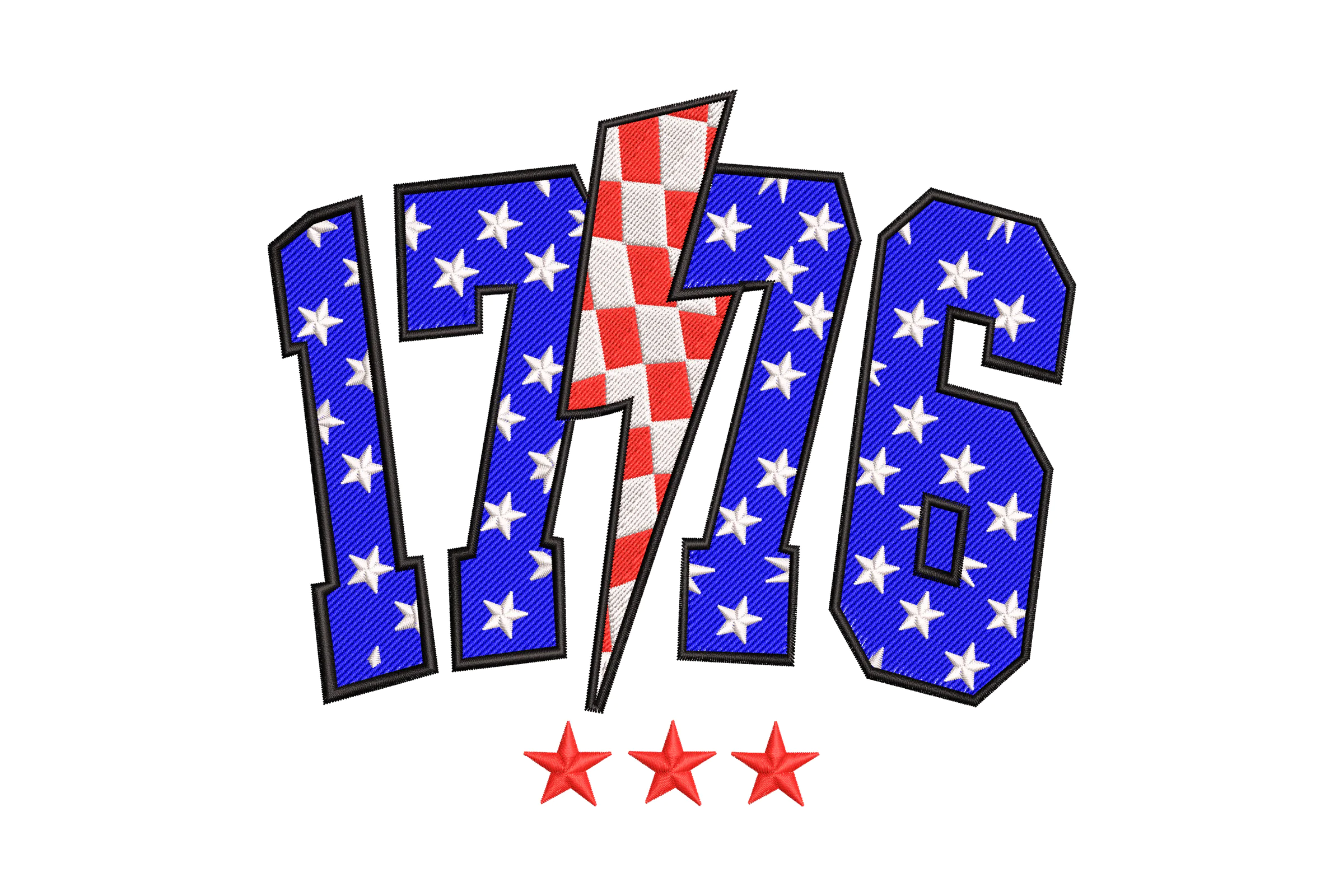1776 America 4th of July Embroidery Design