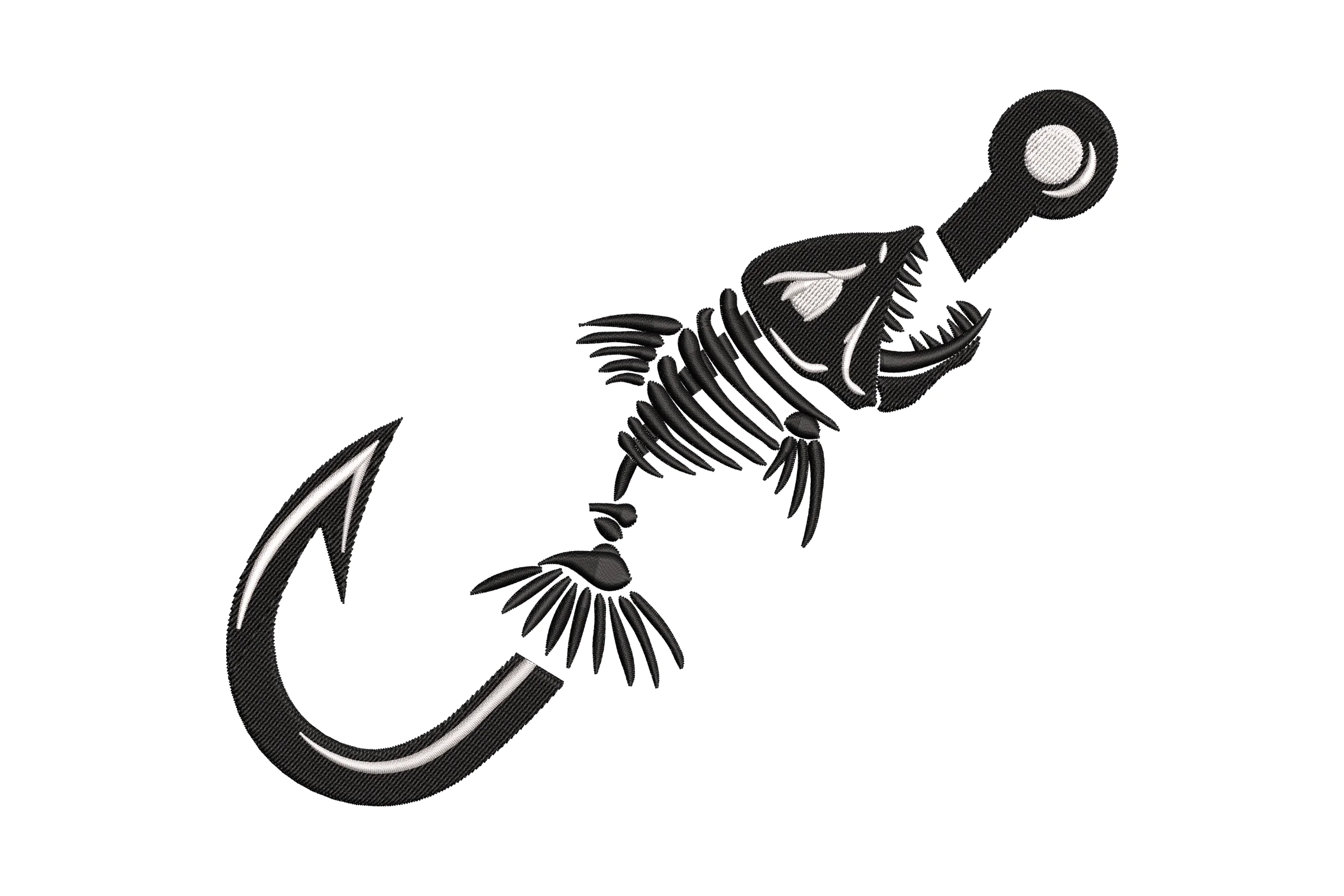 Fish Skeleton Embroidery Design