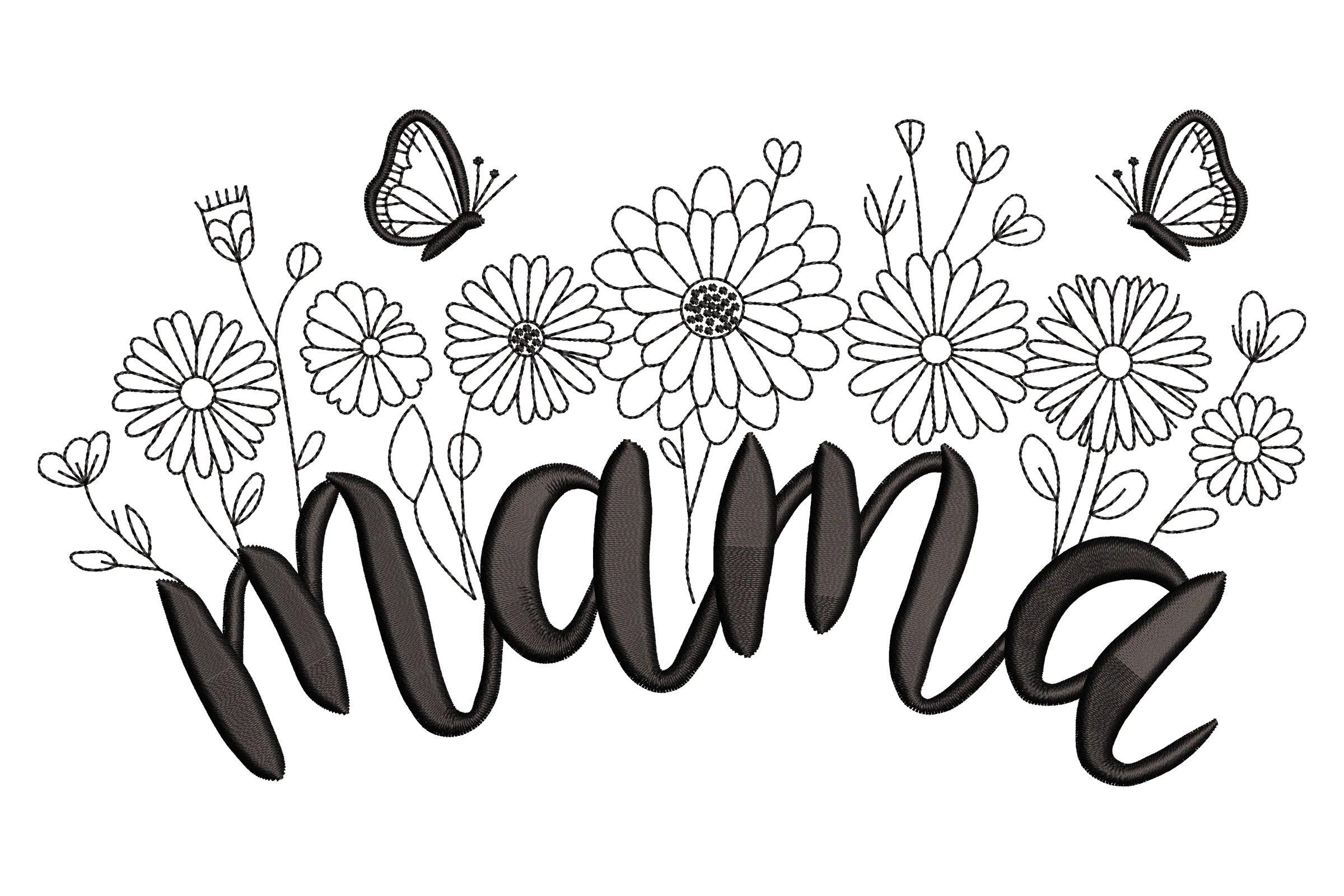 Mama Floral Script Embroidery Design