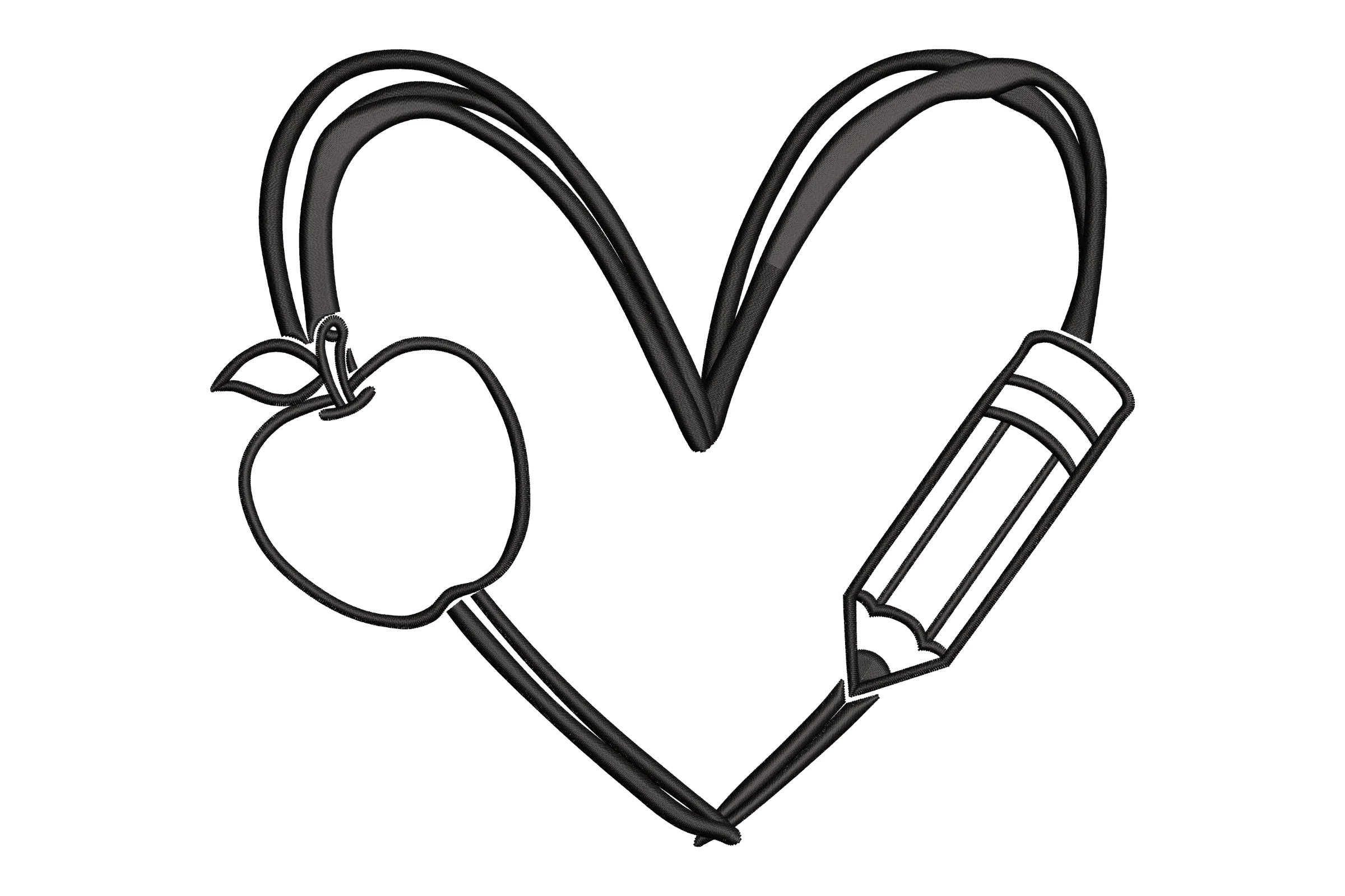 Teacher Heart Embroidery Design