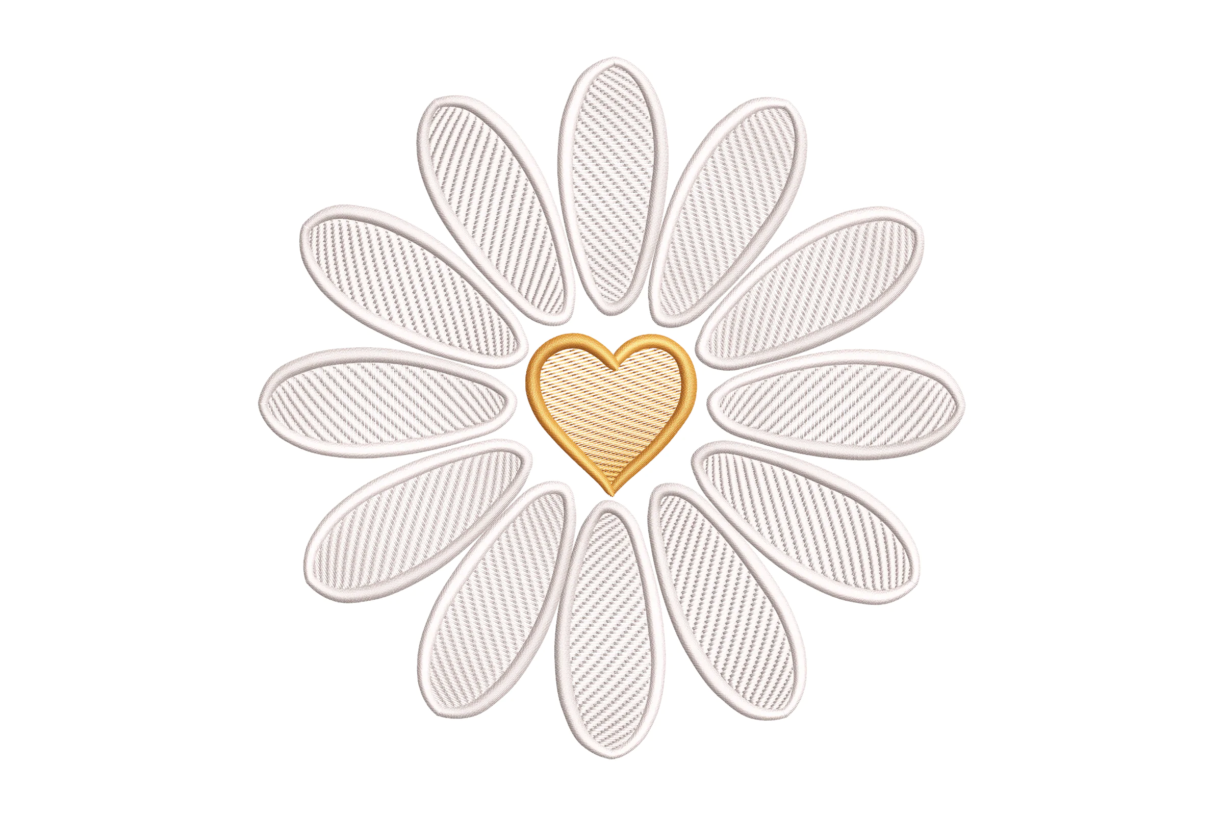 Heart Daisy Embroidery Design File