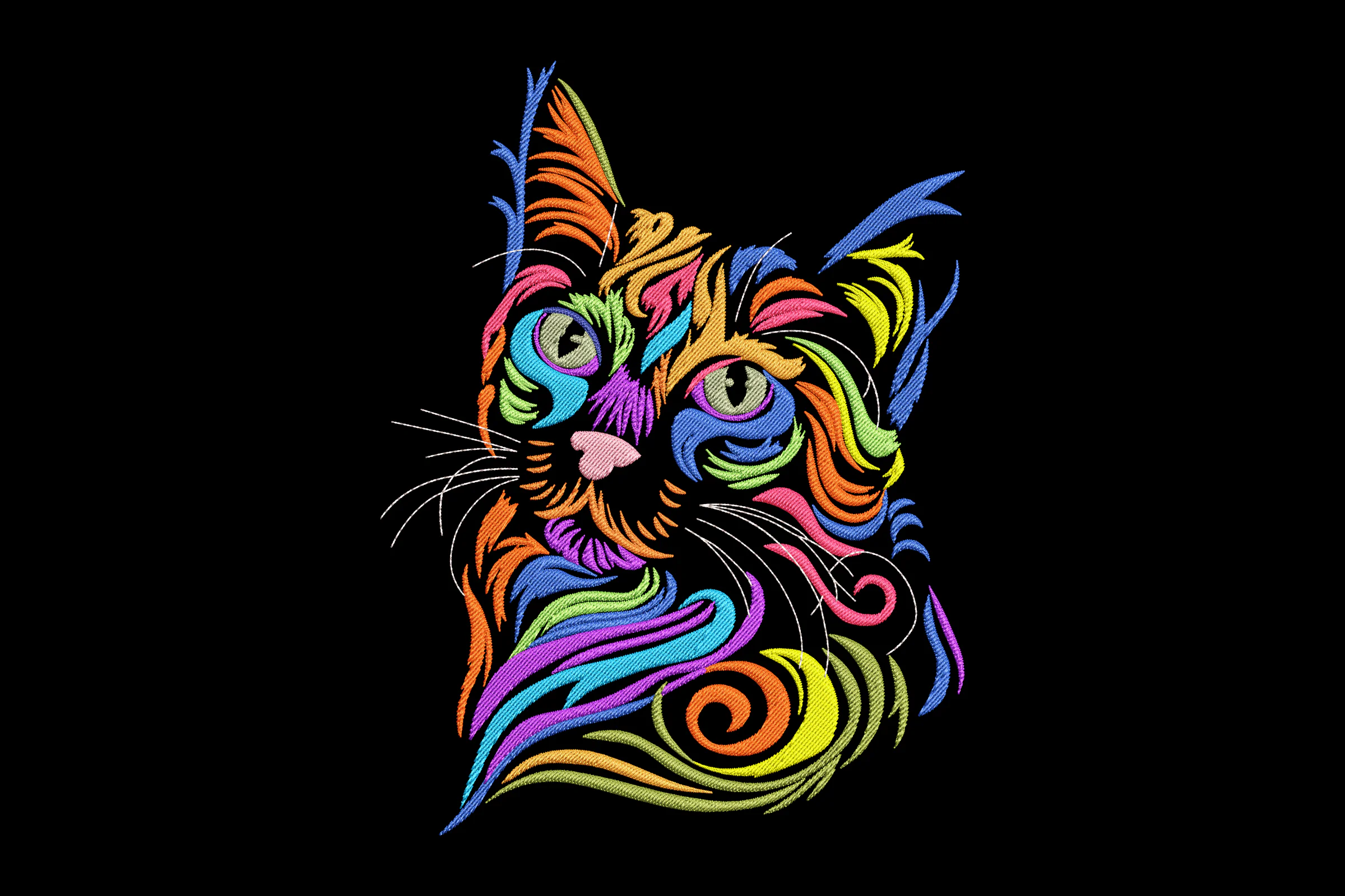 Artistic Cat Embroidery Design File