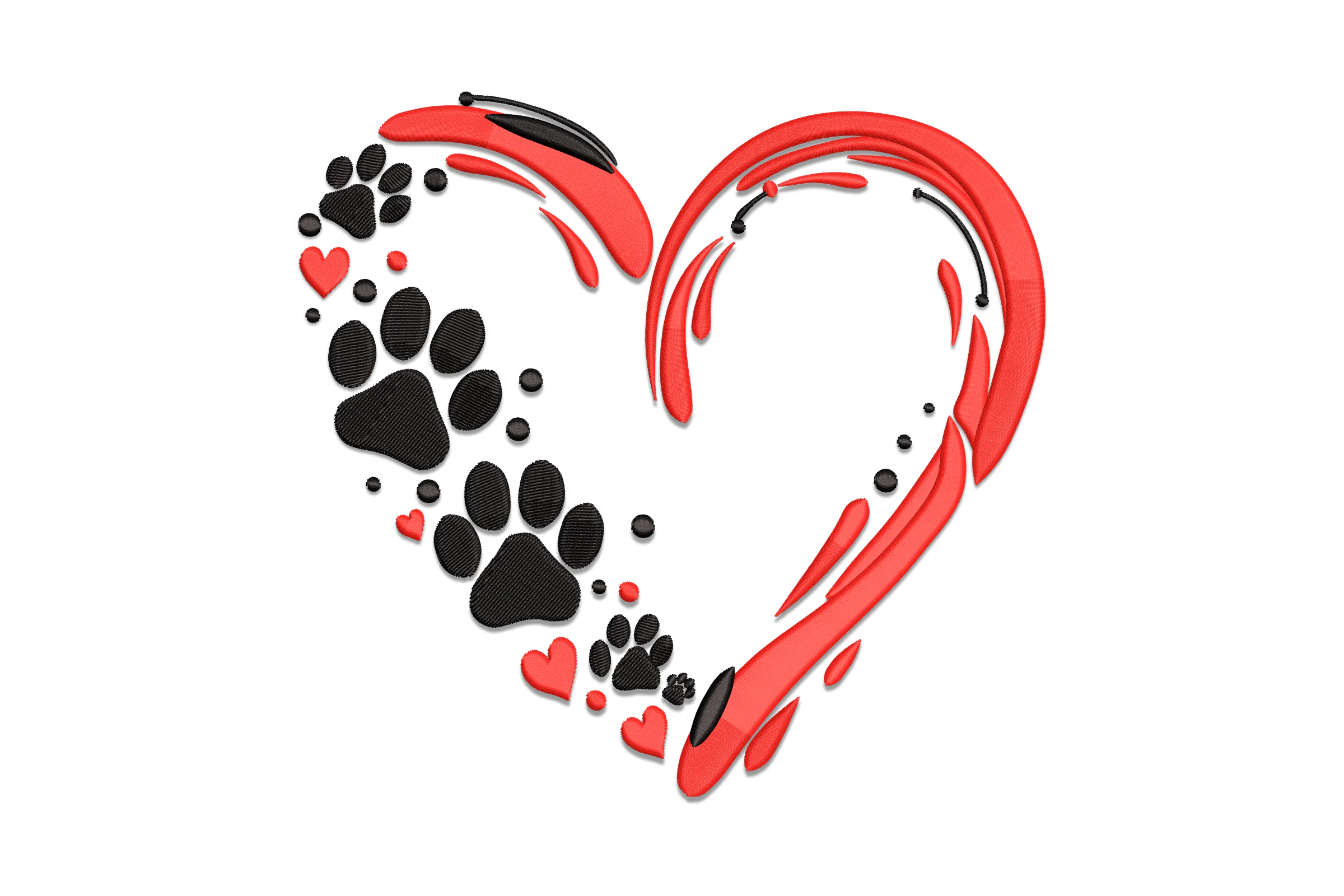 Heart with Paw Print Embroidery File