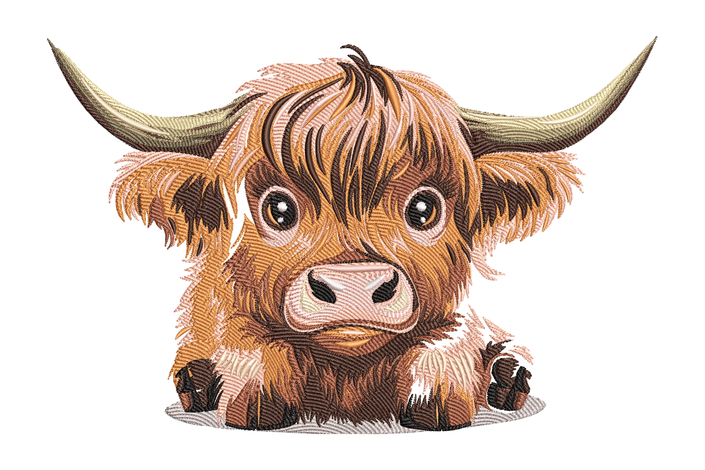 Highland Cow Embroidery Design Pattern