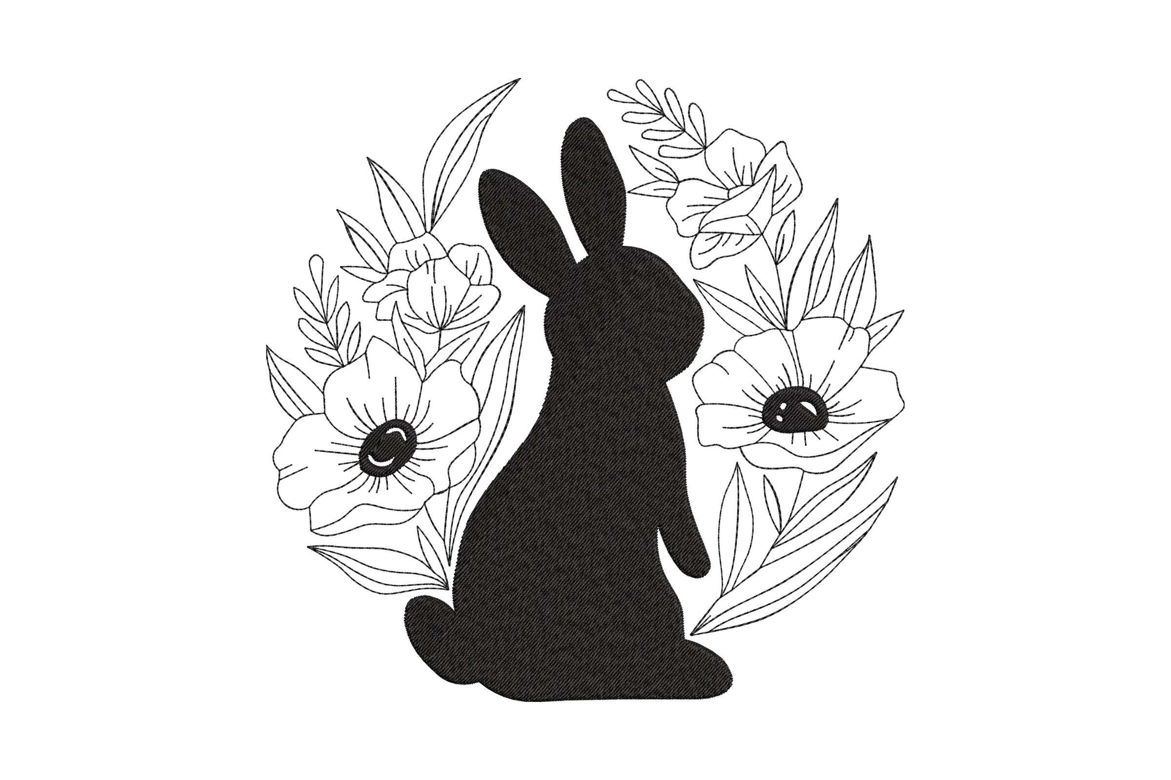 Easter Flower Bunny Embroidery Design