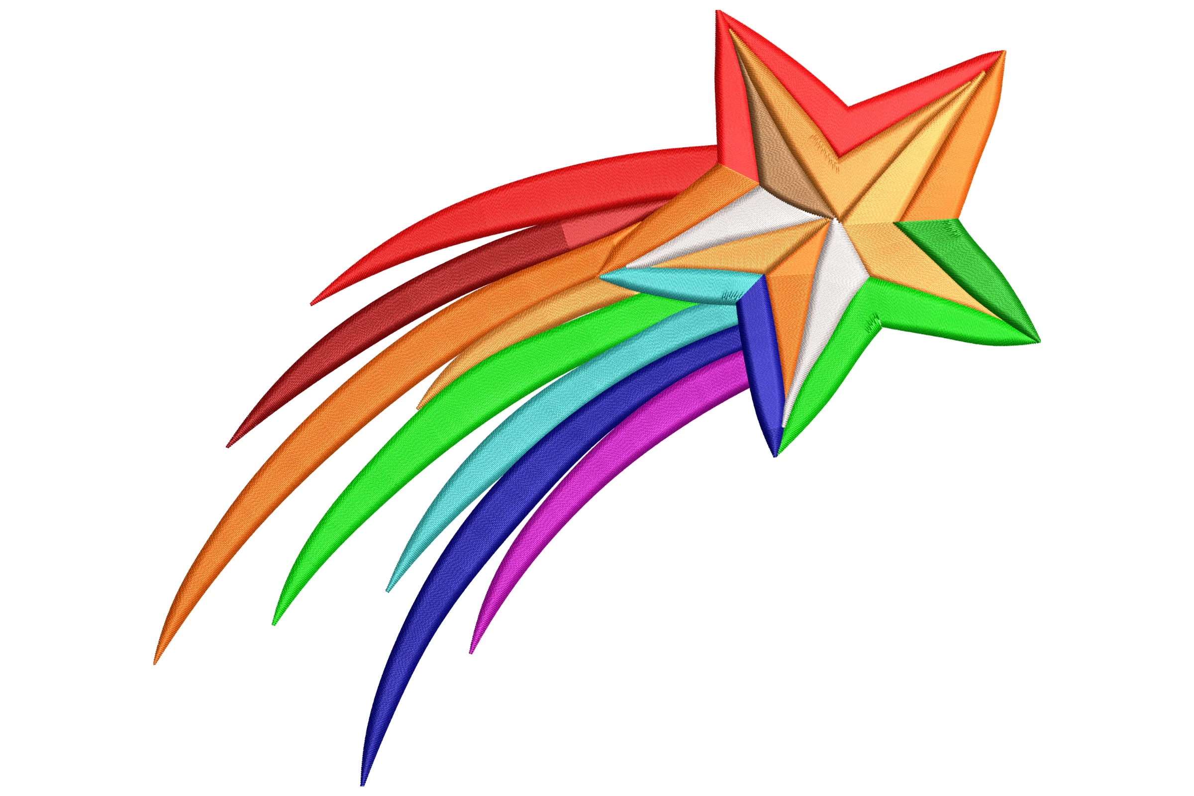 Rainbow Star Trail Embroidery Design