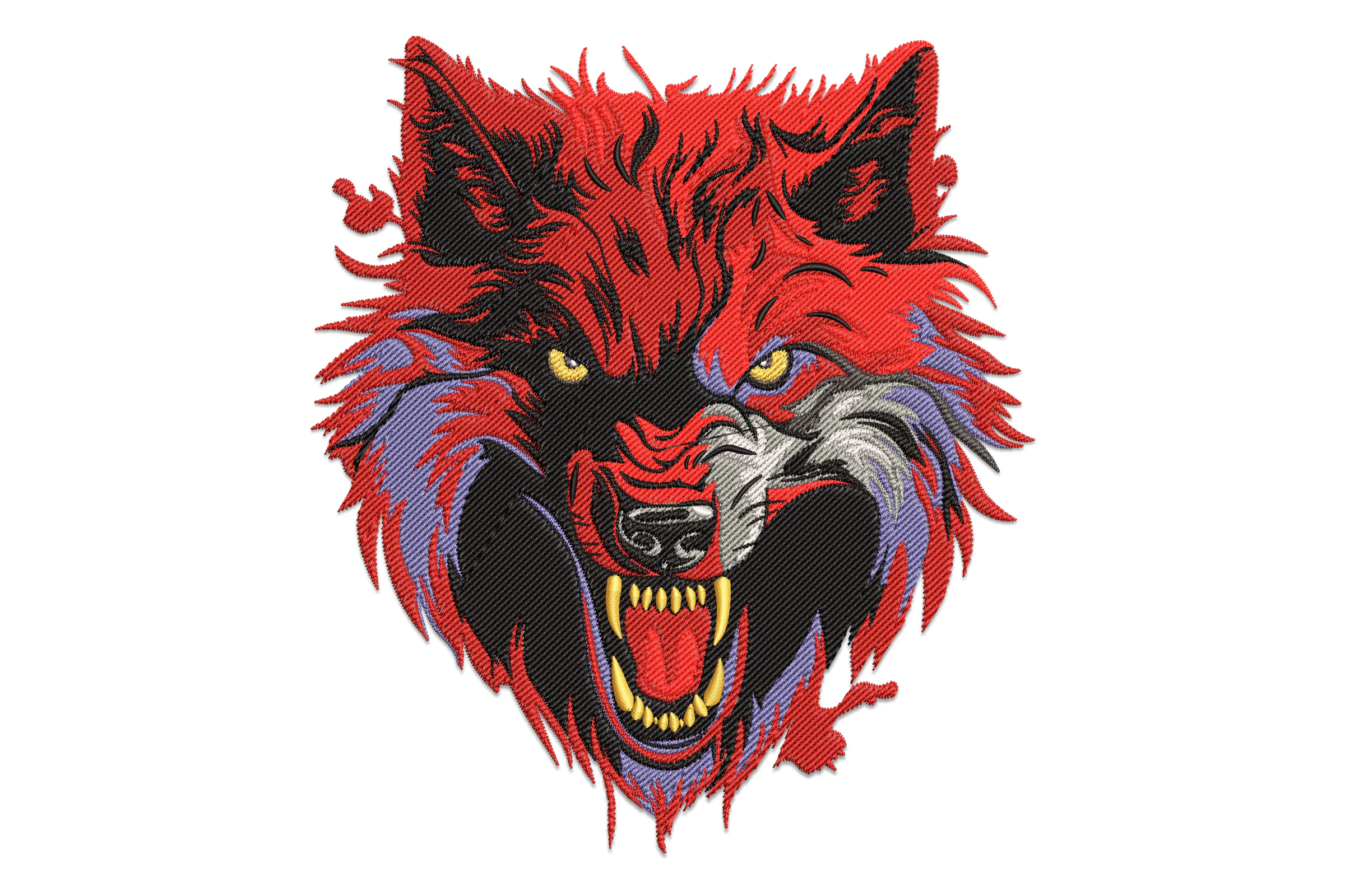 Bold Wolf Head Embroidery Design
