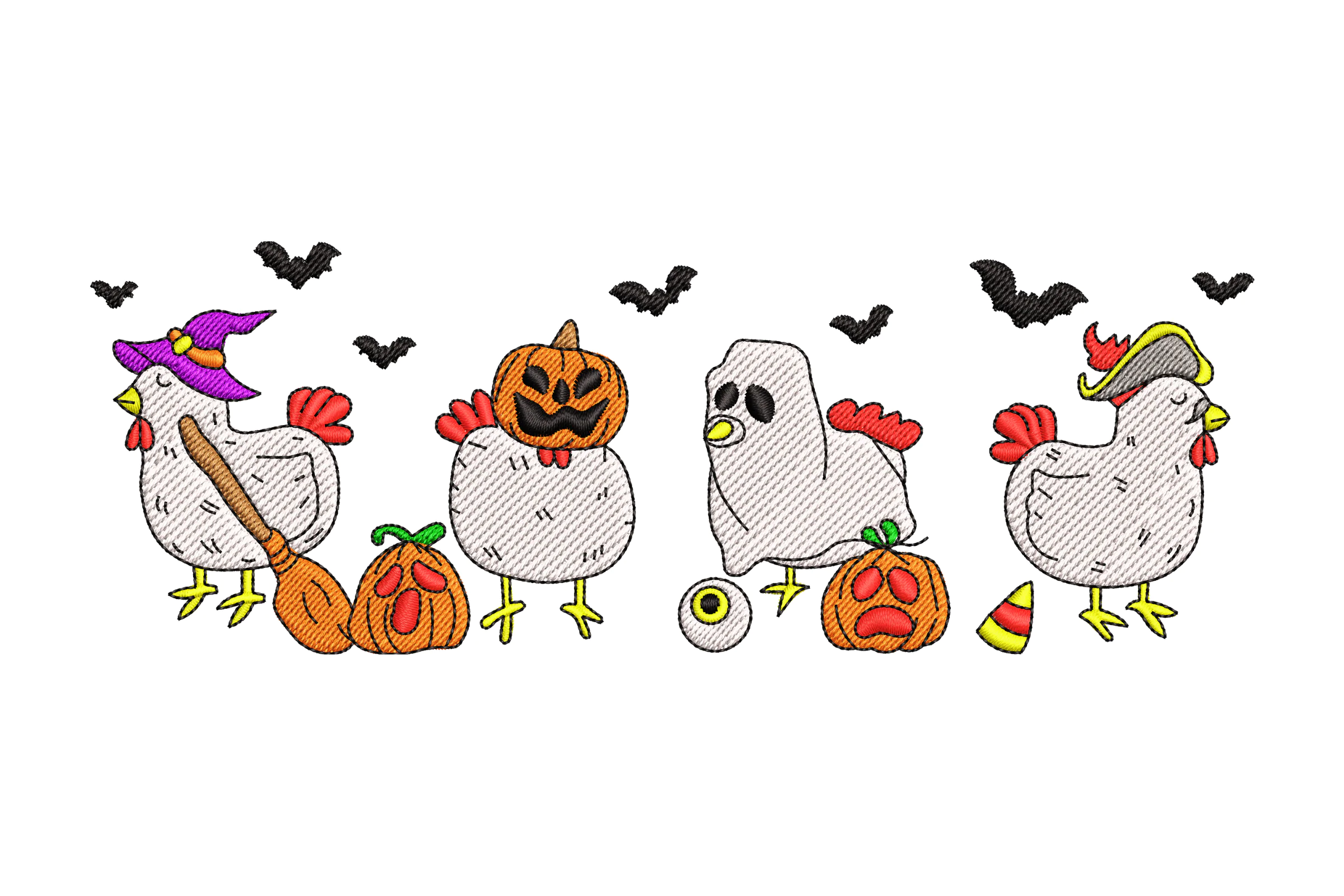 Halloween Chickens Embroidery Design