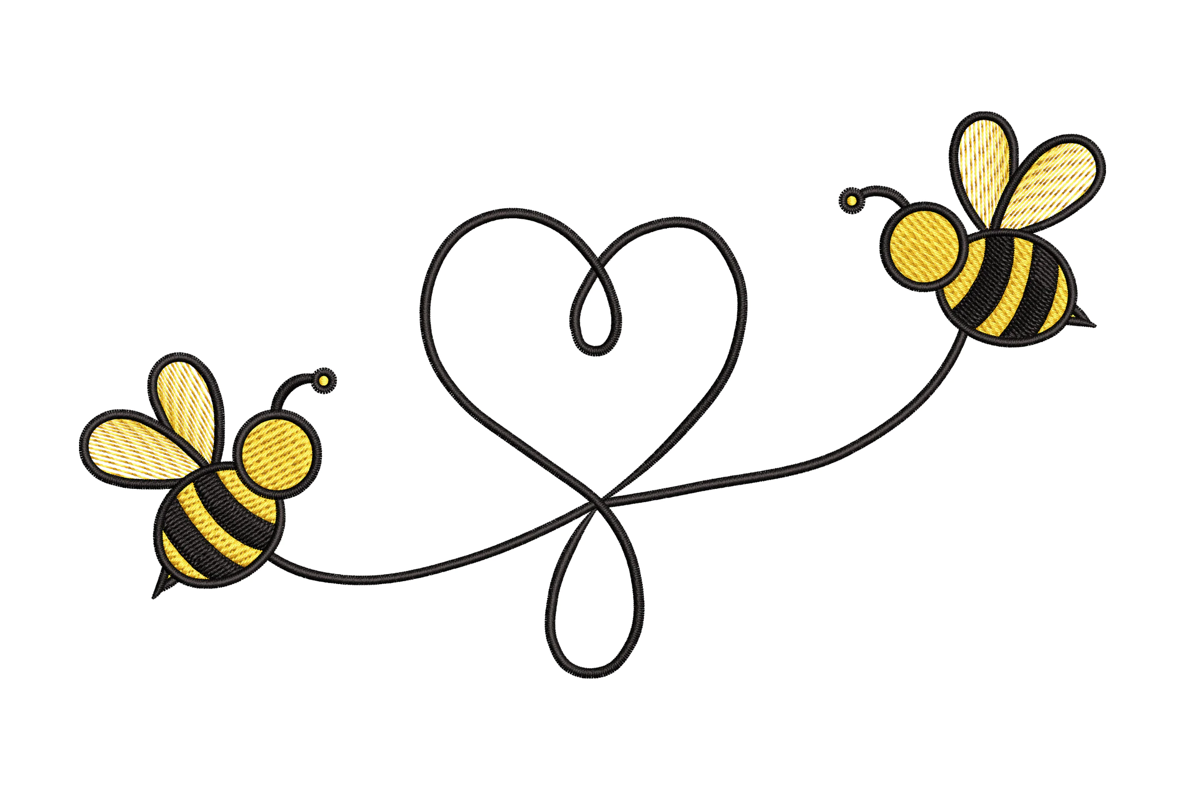 Bee Flying On A Line Embroidery Design