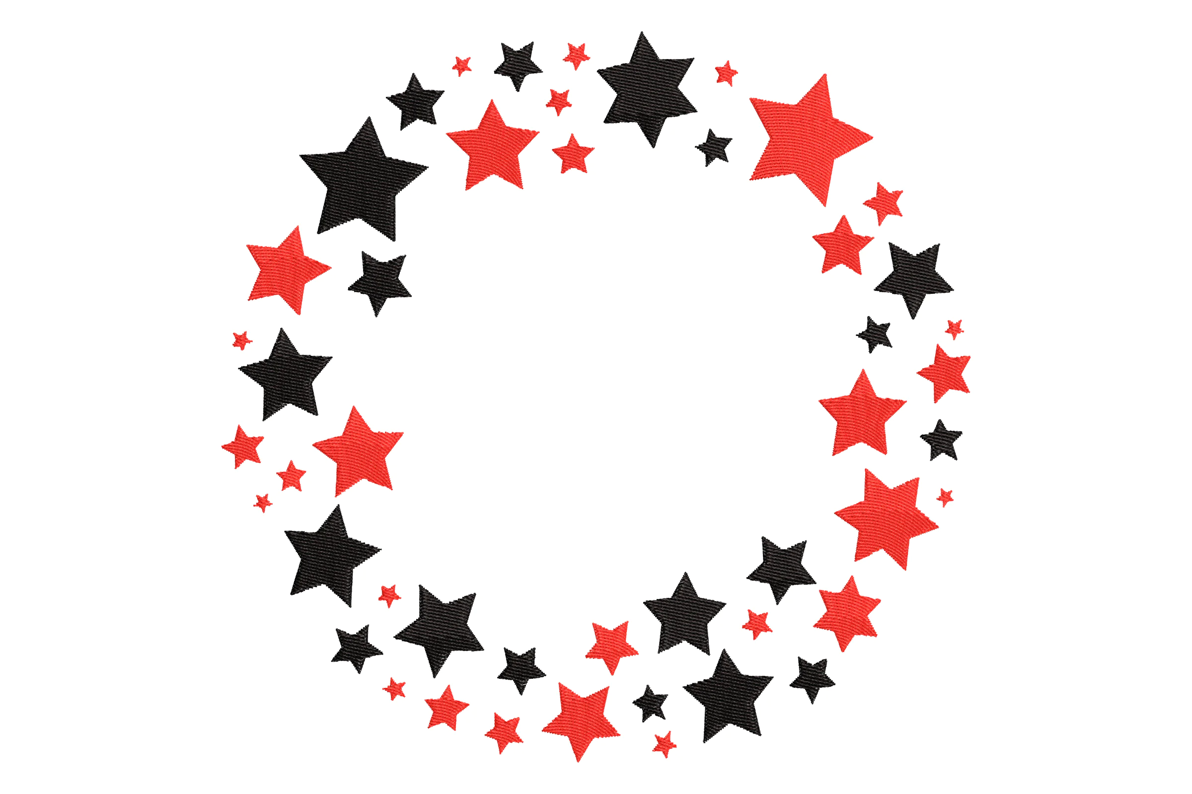 Red and Black Stars Embroidery Design