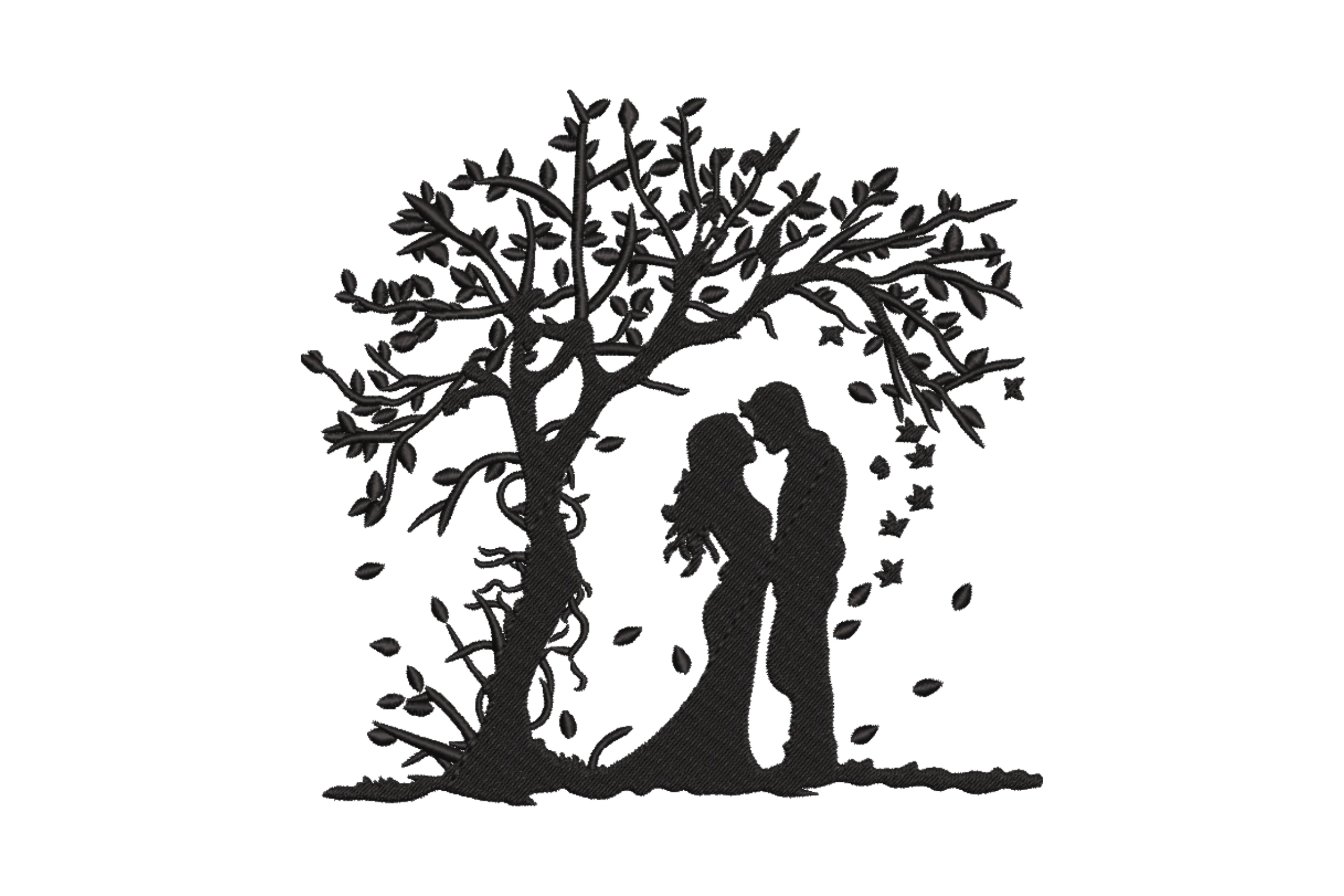 Romantic Couple Under Tree Embroidery Design