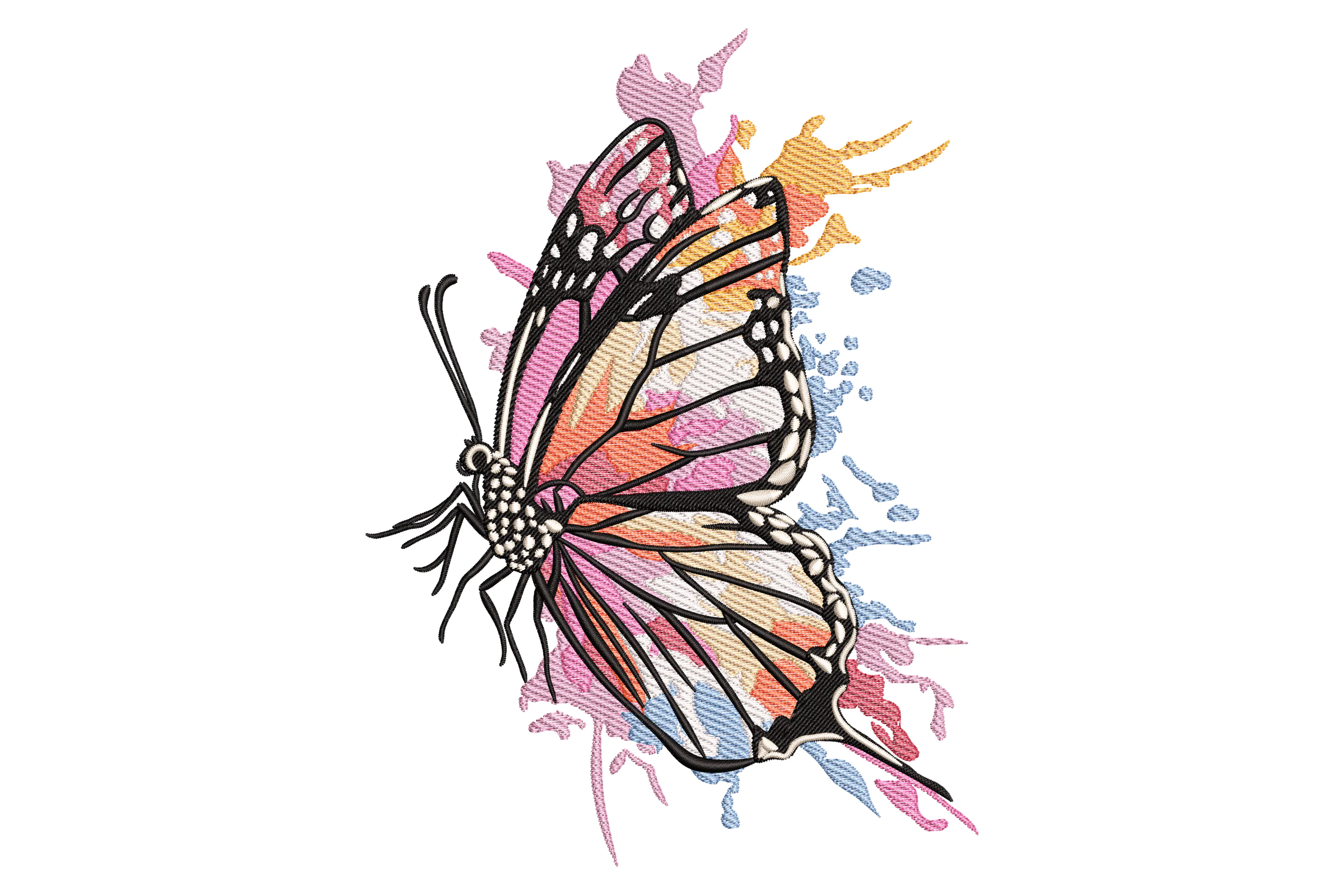 Colorful Butterfly With Splash Embroidery Design