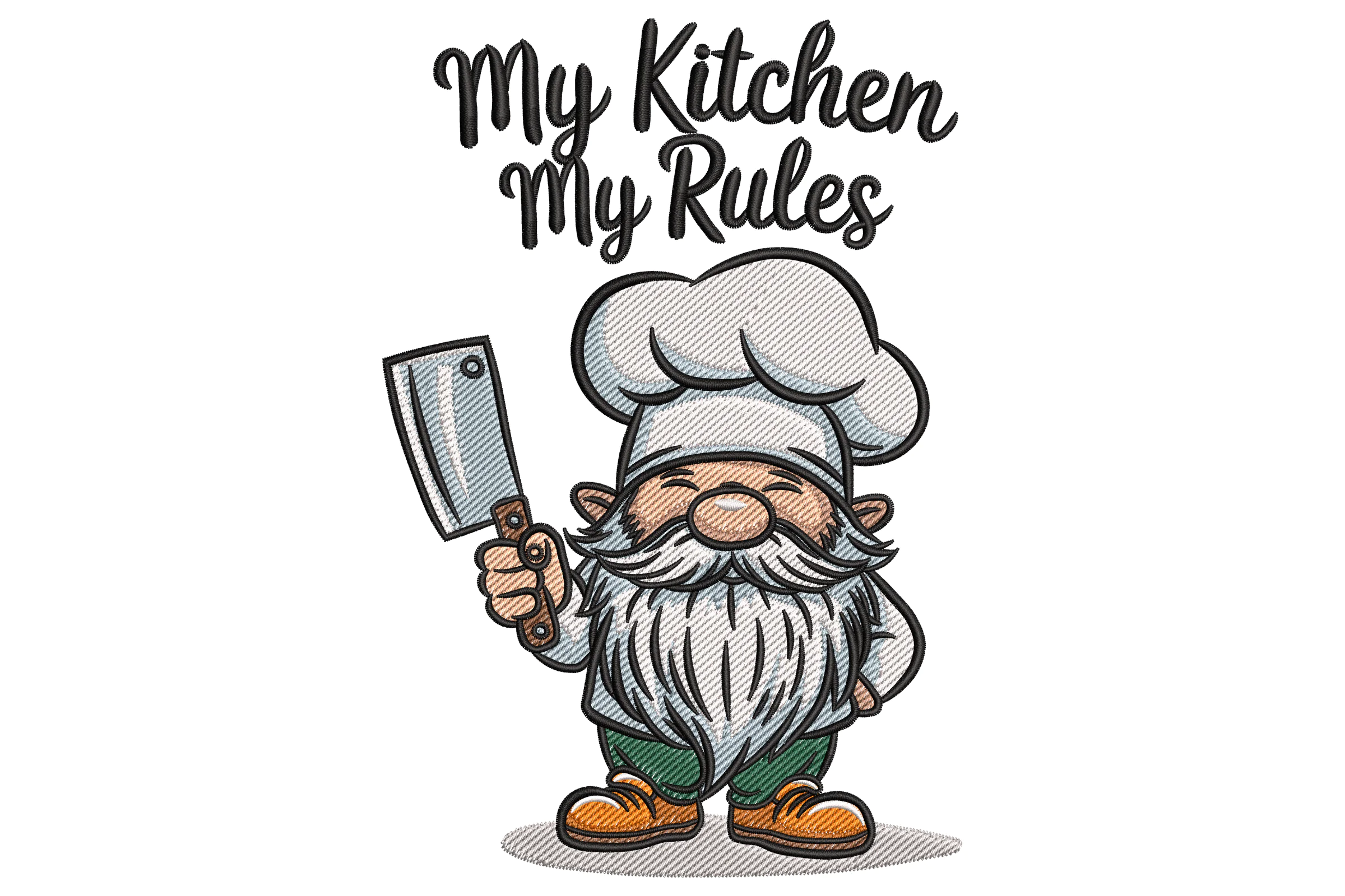 My Kitchen My Rules Gnome Embroidery Design