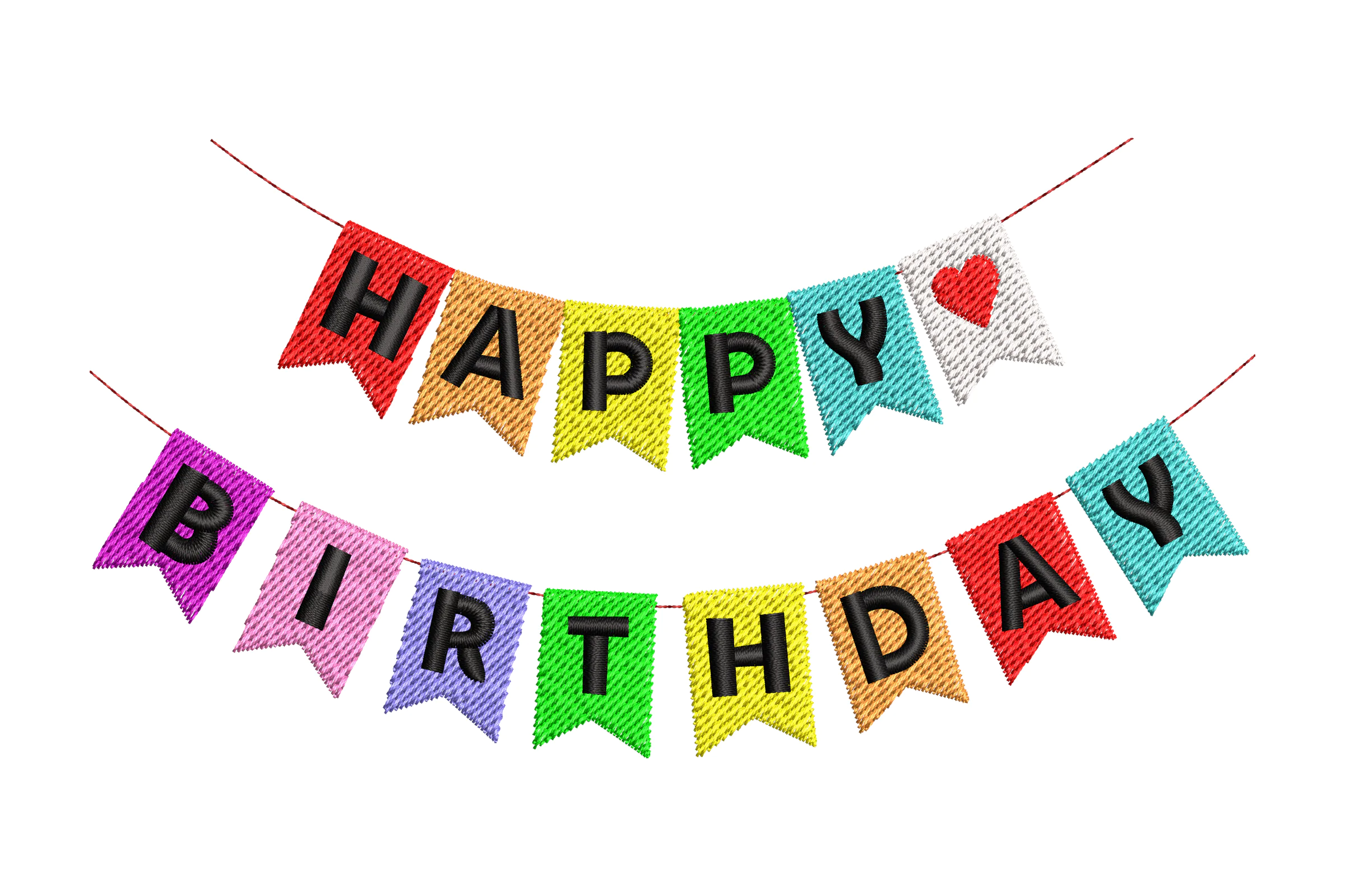 Happy Birthday Banner Embroidery Design