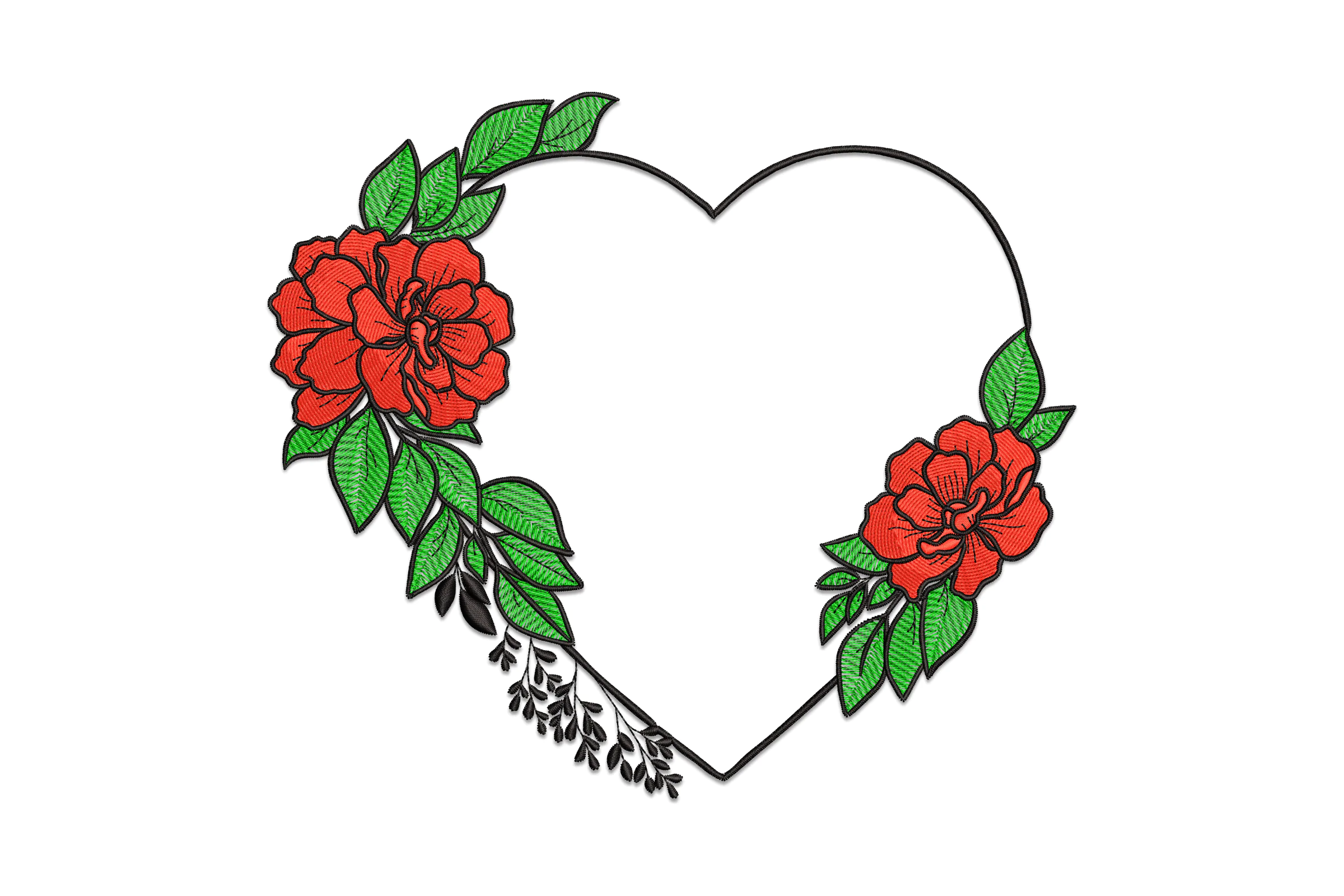 Floral Heart Embroidery Design