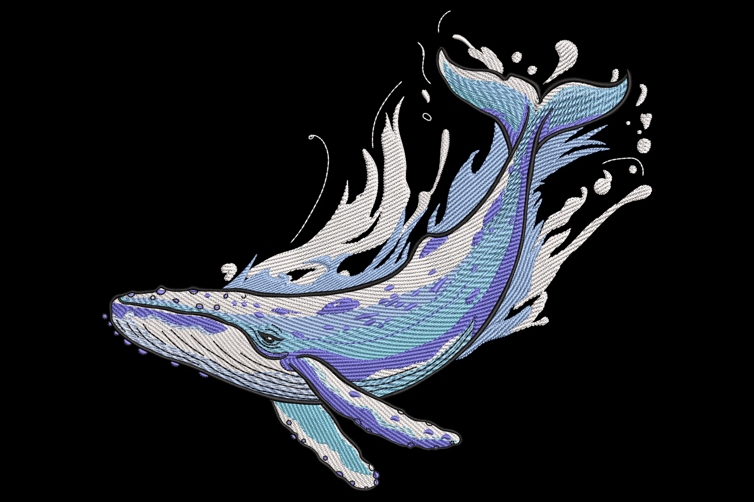 Majestic Blue Whale Embroidery Design