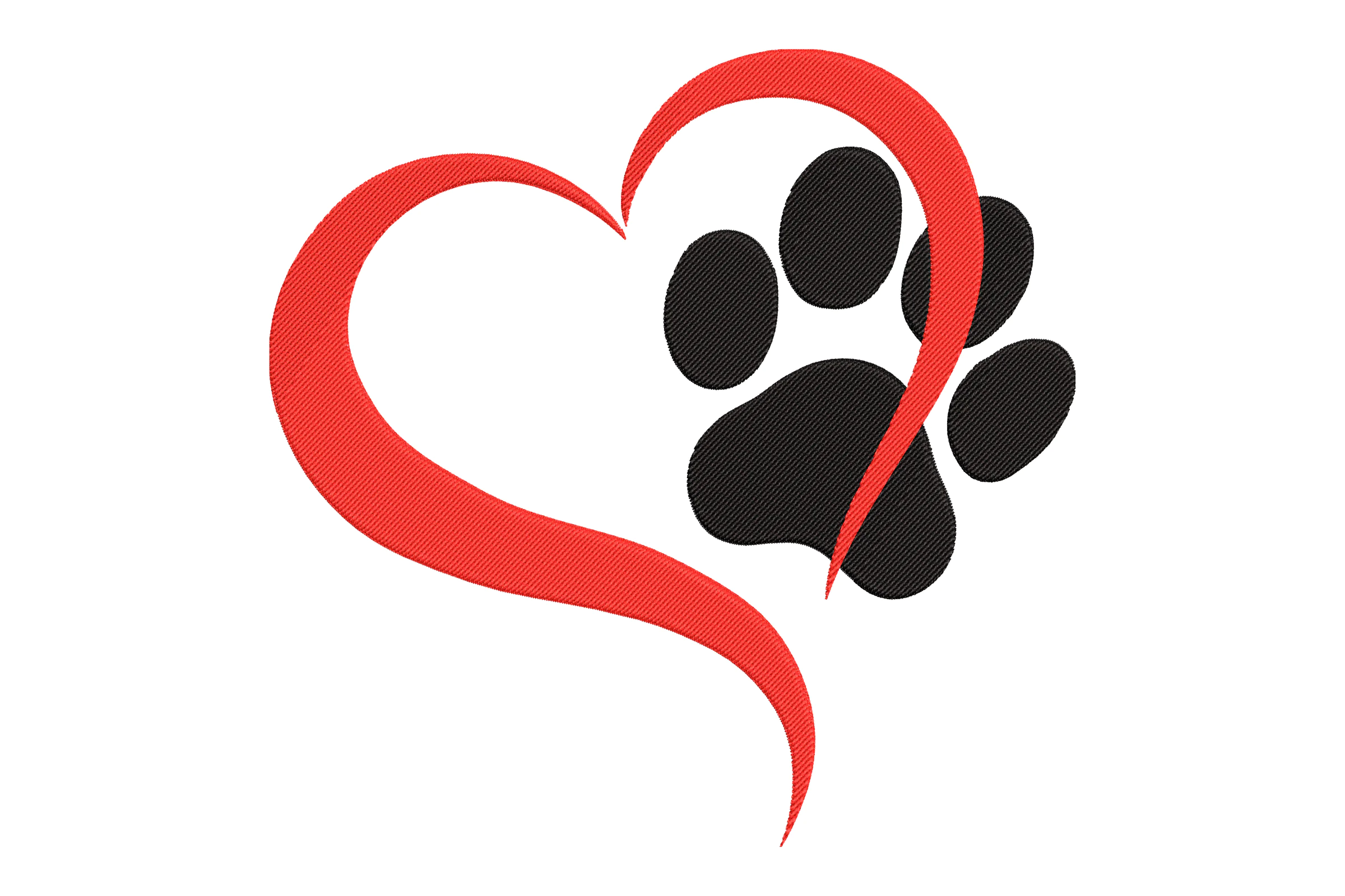 Premium Paw Print Heart Embroidery Design
