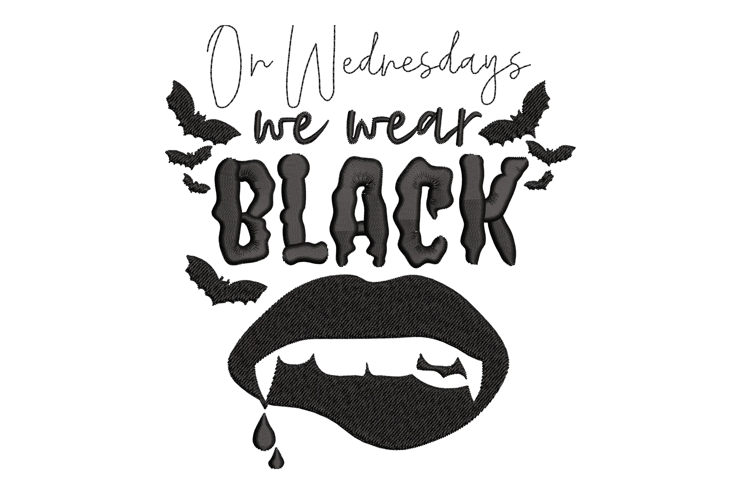Halloween Vampire Fangs Female Lips Embroidery Design