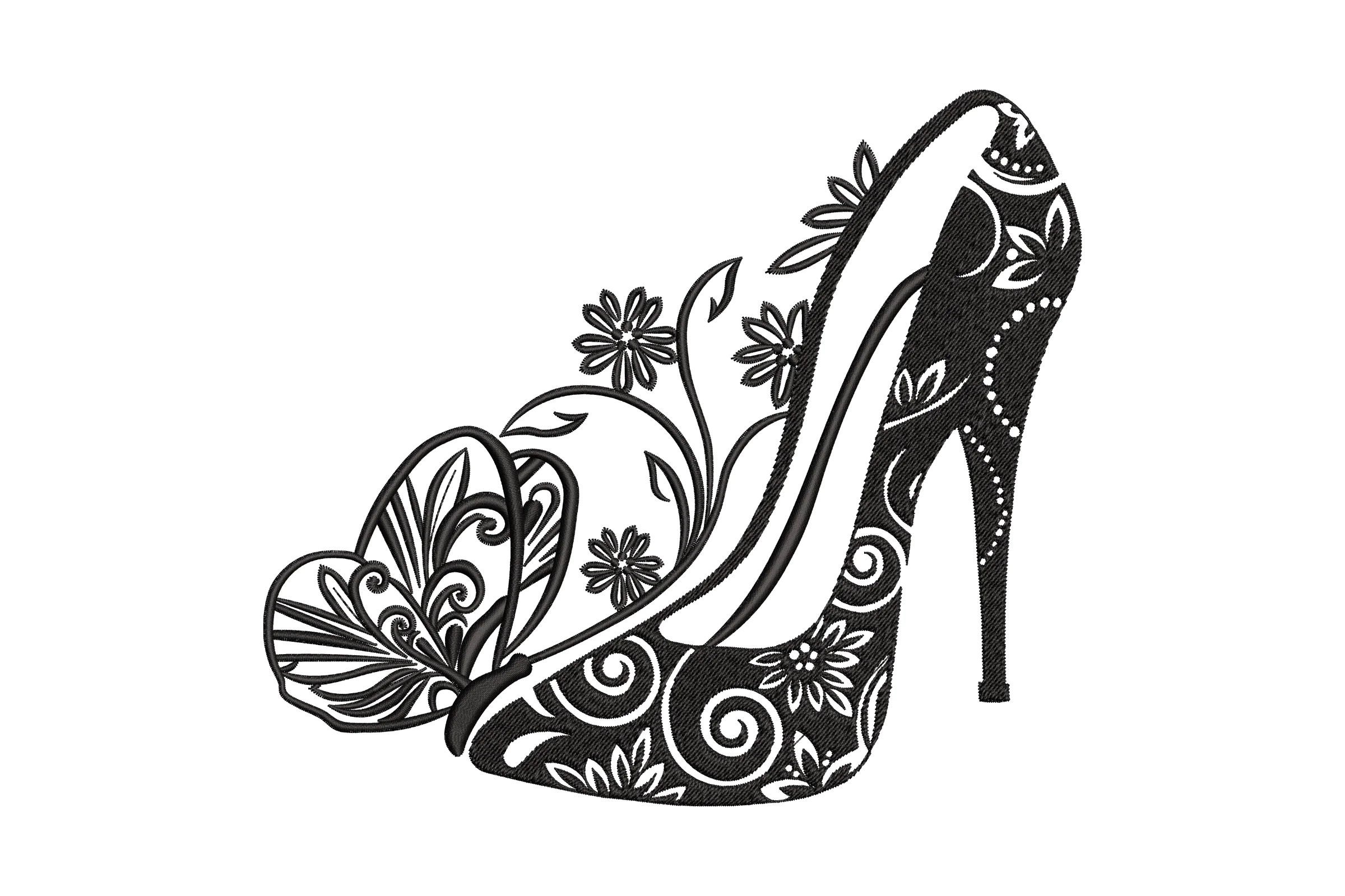High heel Embroidery Design