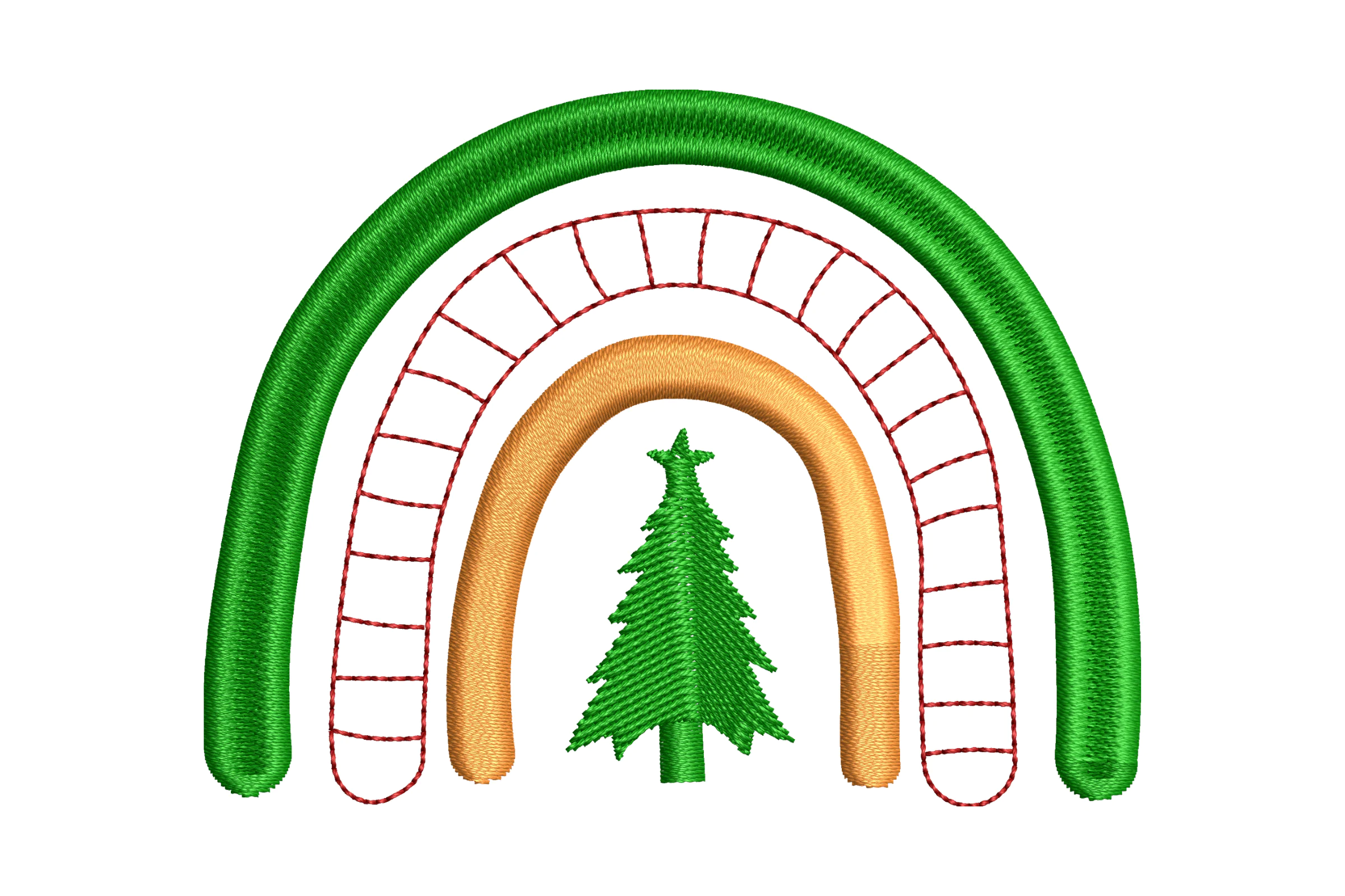 Christmas Tree and Rainbow Embroidery Design