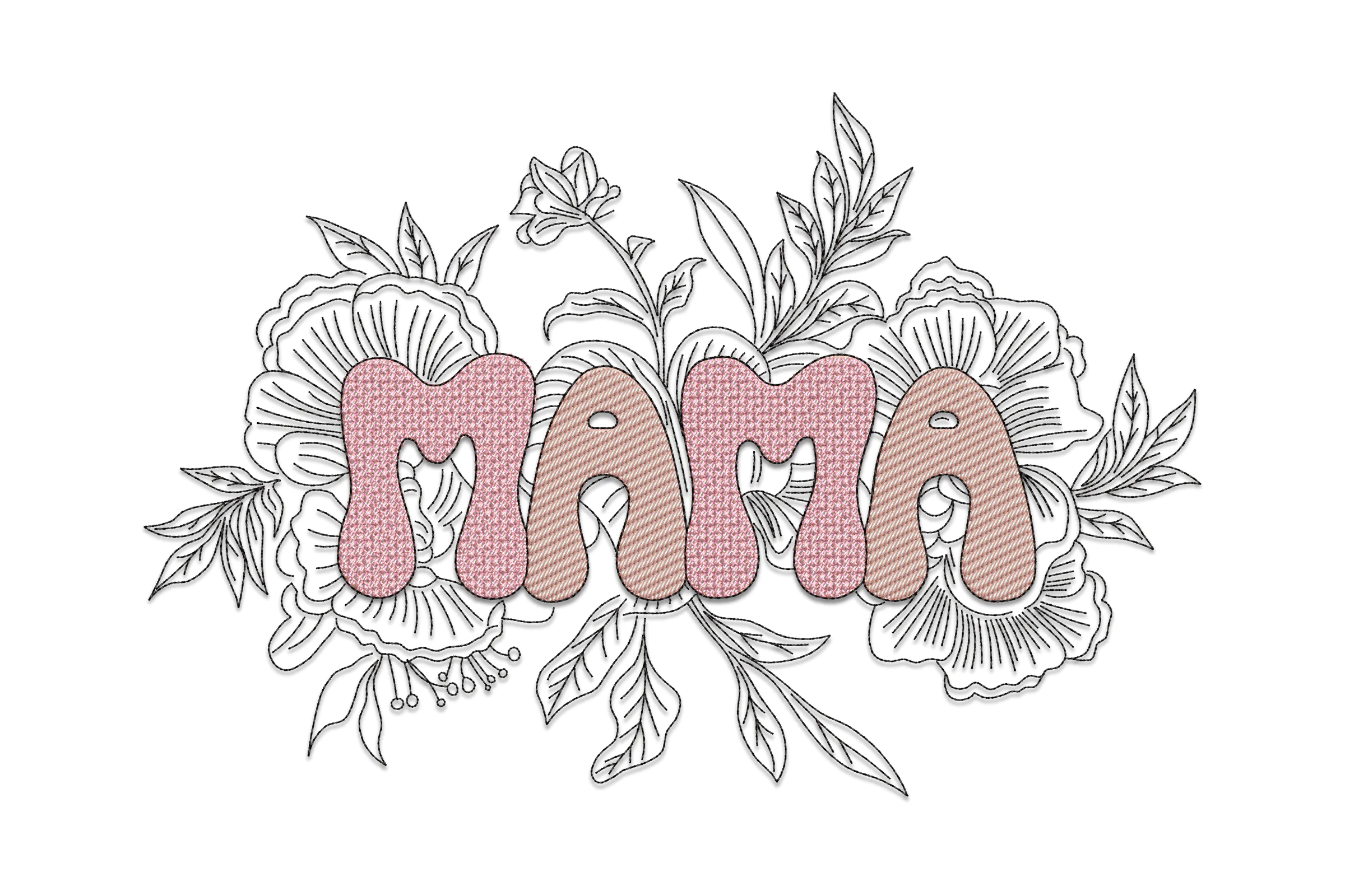 Floral Mama Embroidery Design Pattern