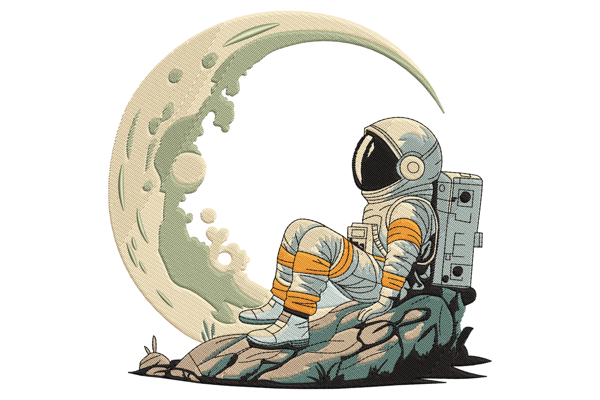 Astronaut on Moon Embroidery Design File