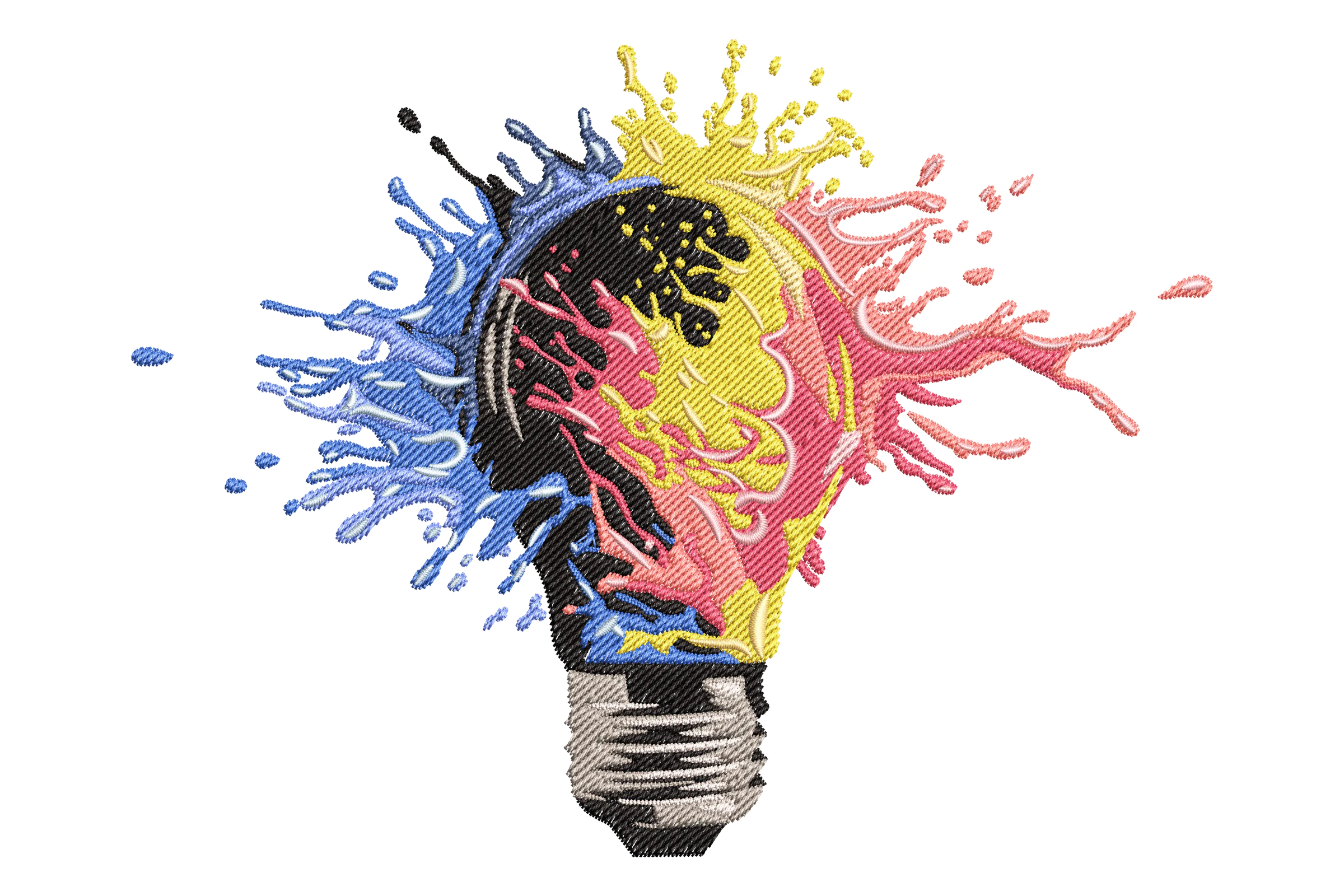 Color Splash Lightbulb Embroidery Design