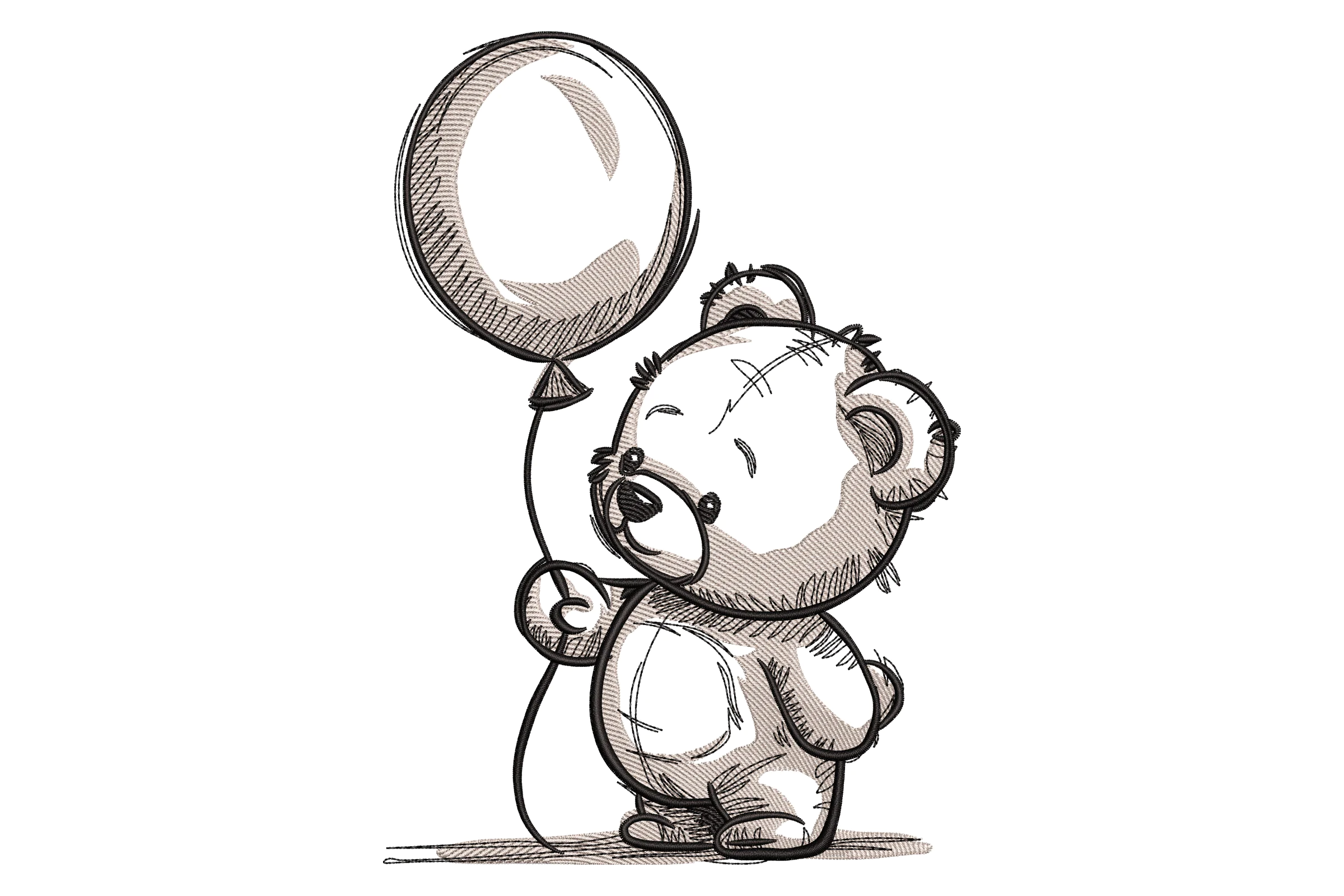 Teddy Bear with Balloon Embroidery Design