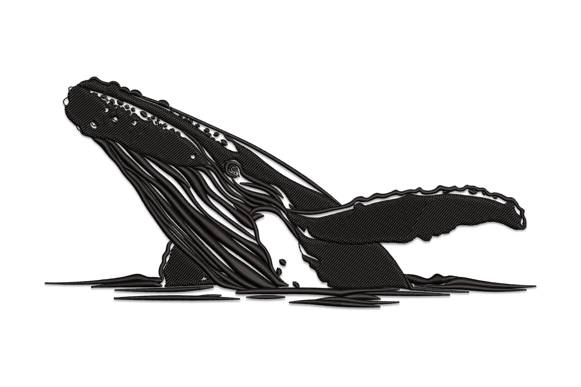 Humpback Whale Jumping At Ocean Embroidery Design