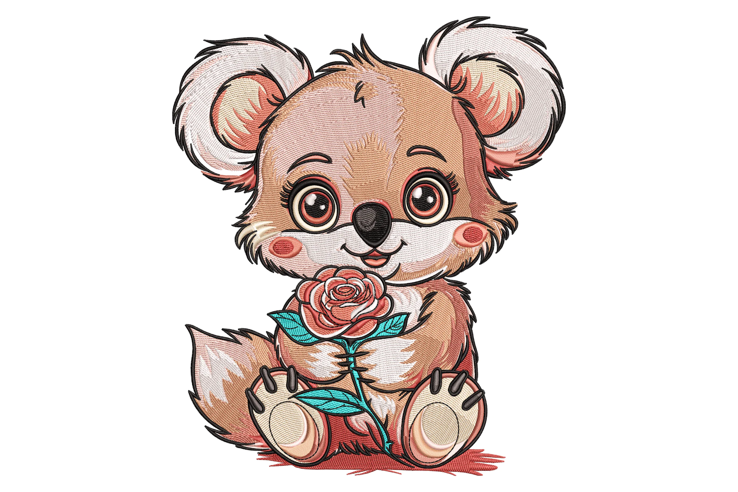 Koala with Rose Embroidery Design