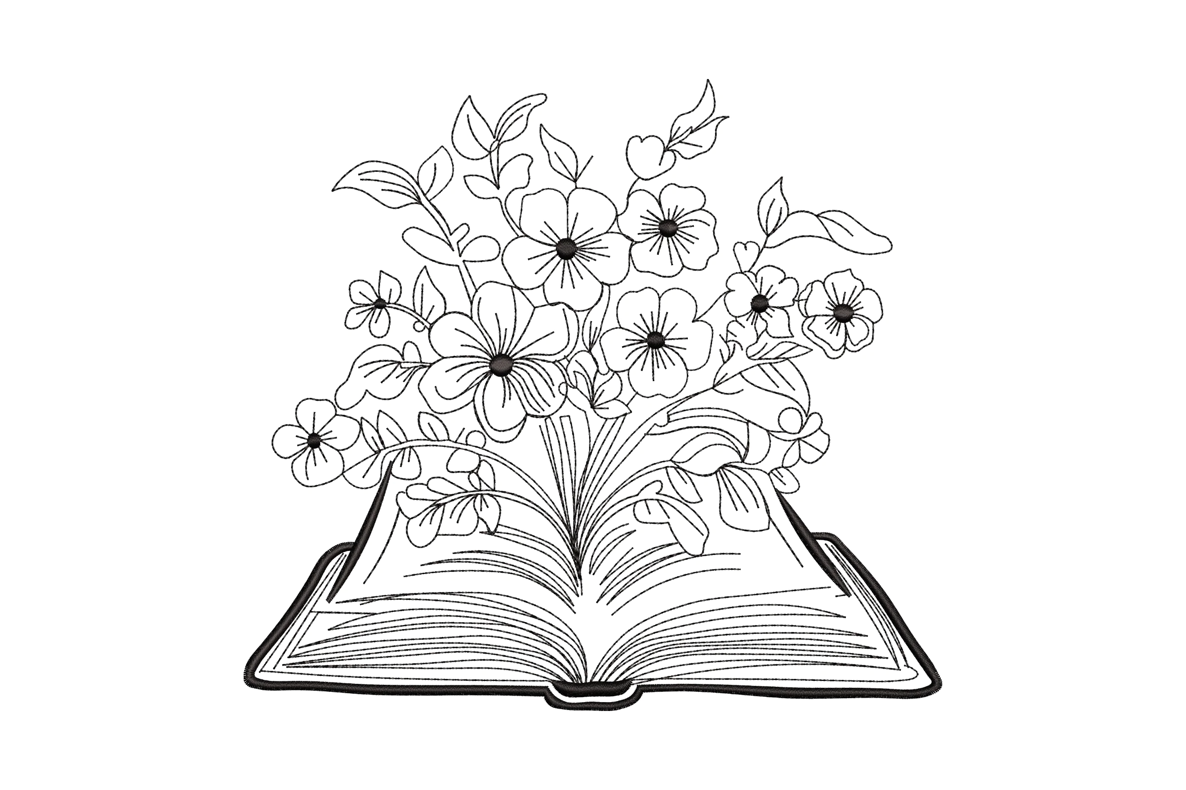 Book with Flowers Embroidery File
