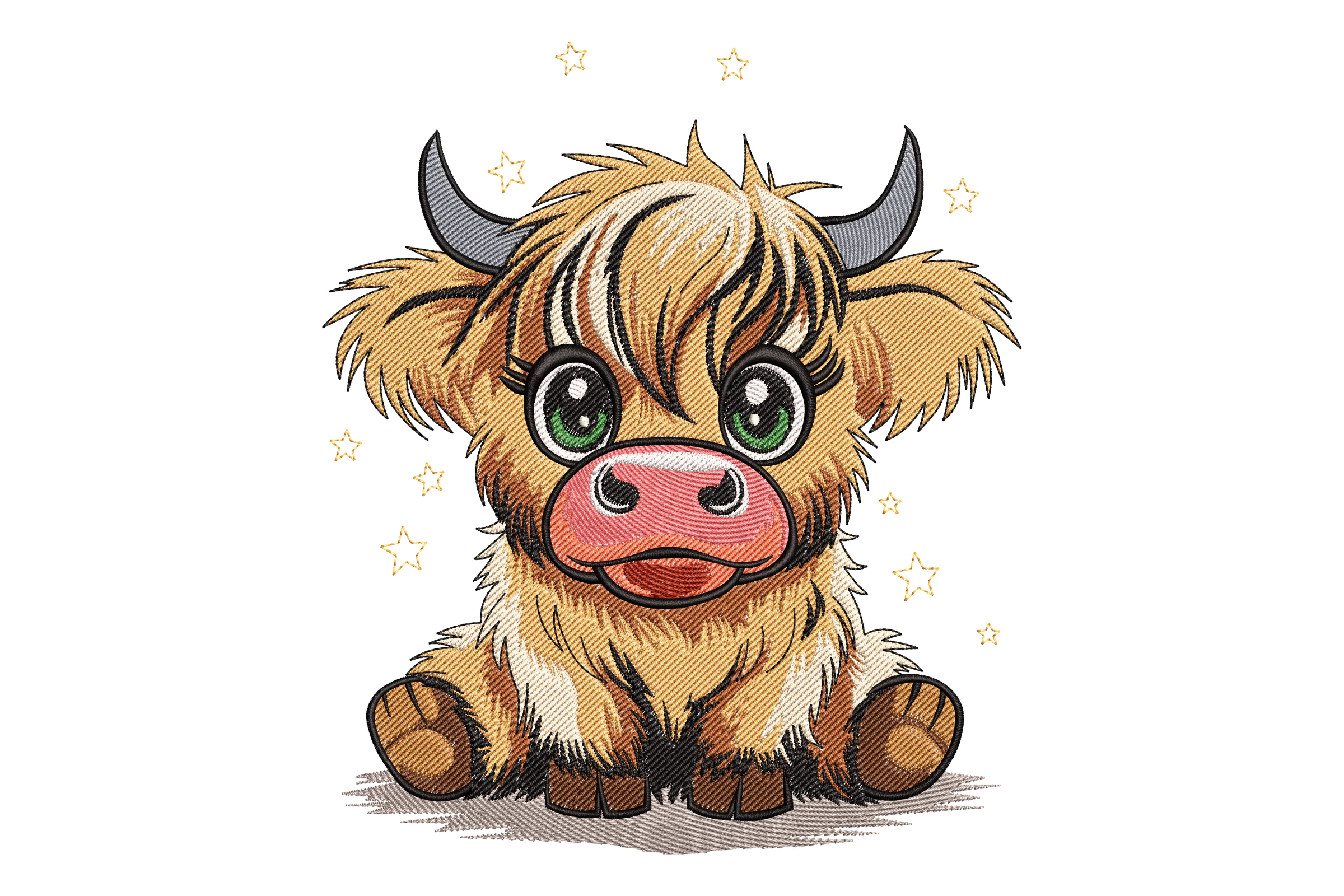 Cute Highland Cow Embroidery File